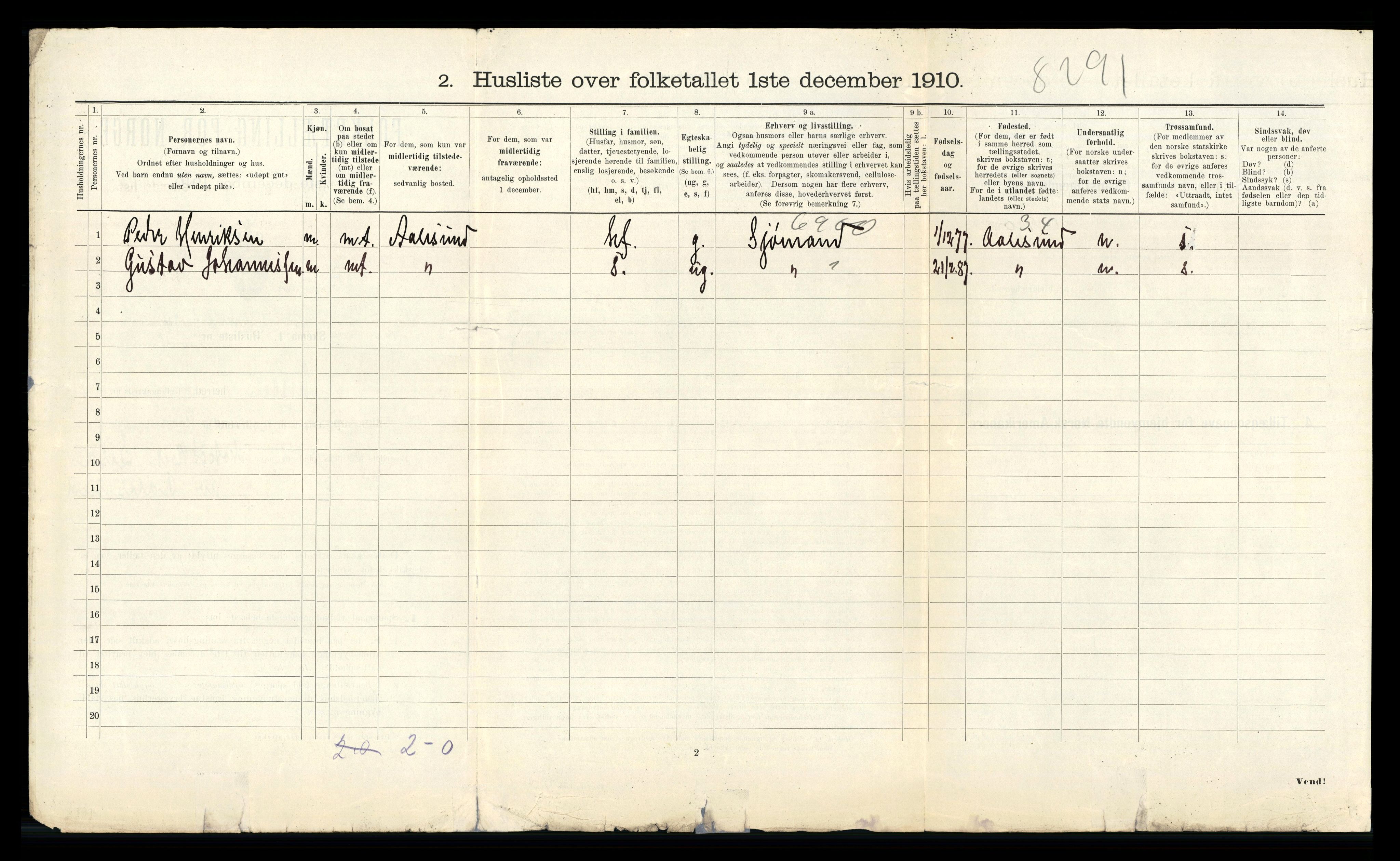 RA, 1910 census for Ulstein, 1910, p. 1161