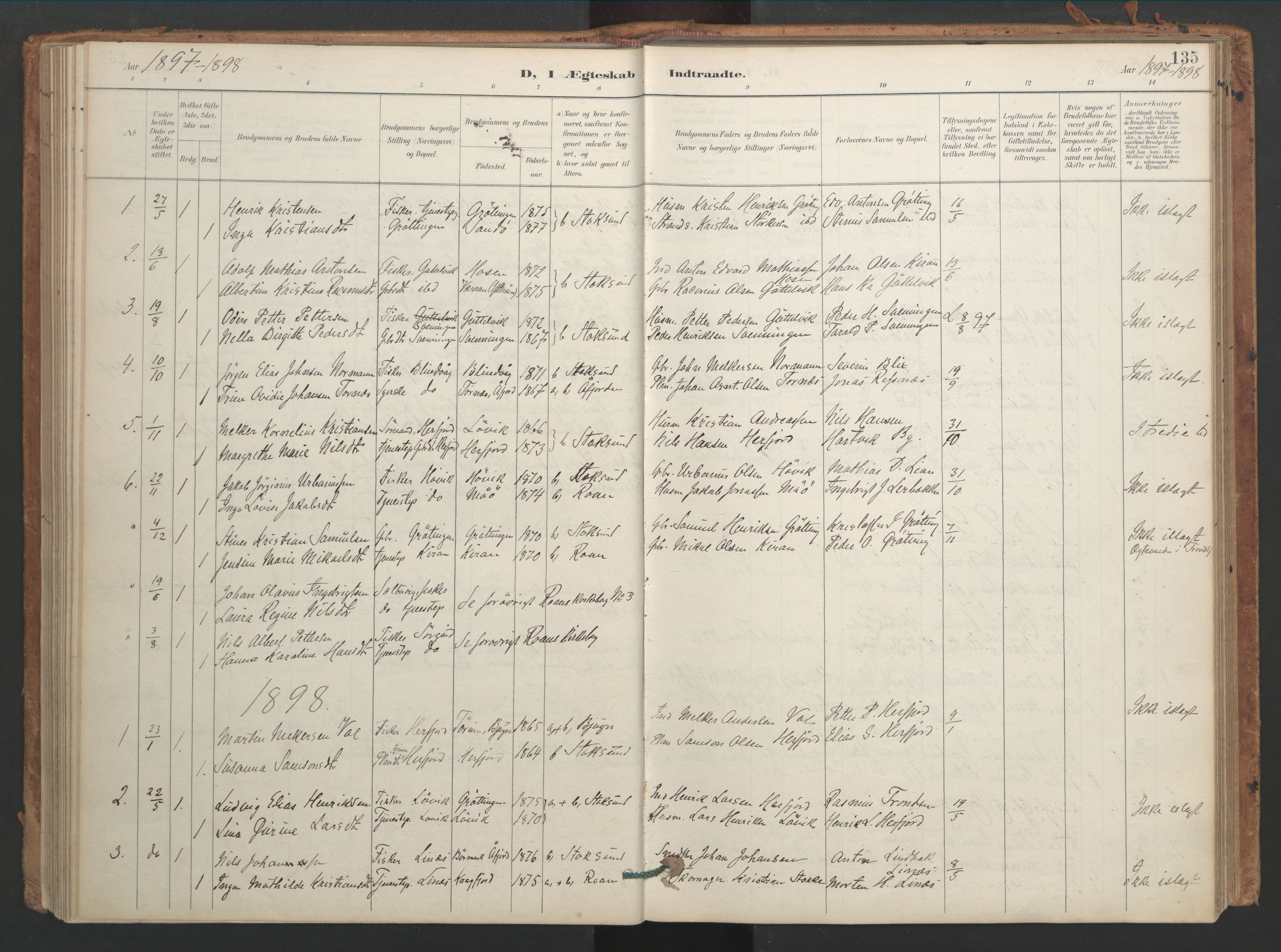 Ministerialprotokoller, klokkerbøker og fødselsregistre - Sør-Trøndelag, SAT/A-1456/656/L0693: Parish register (official) no. 656A02, 1894-1913, p. 135