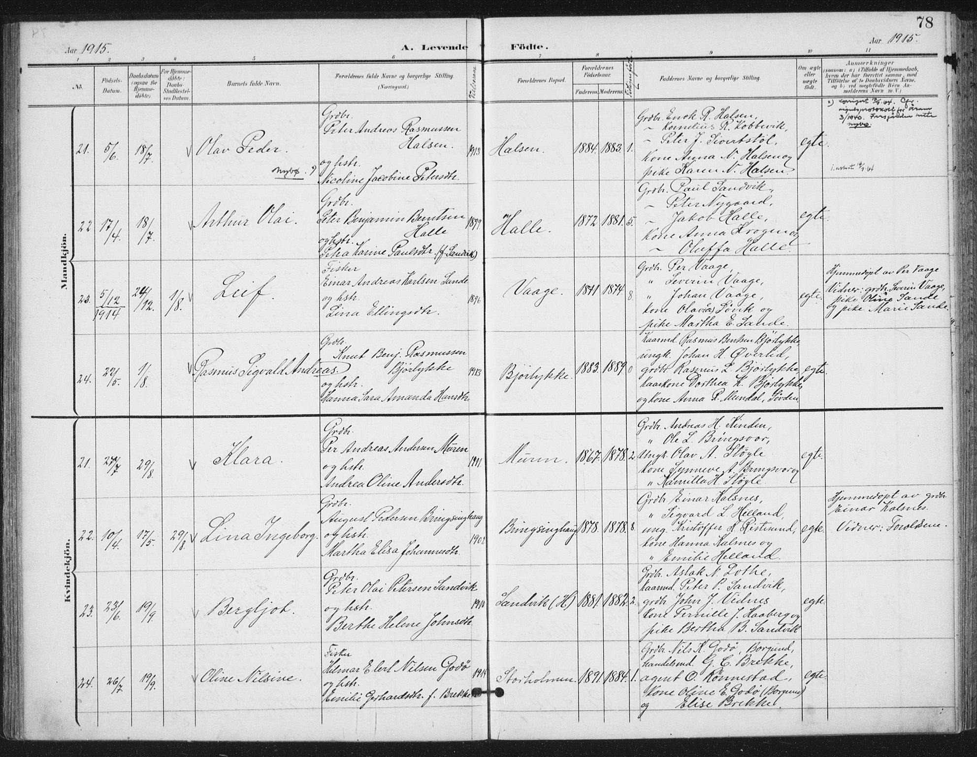 Ministerialprotokoller, klokkerbøker og fødselsregistre - Møre og Romsdal, AV/SAT-A-1454/503/L0038: Parish register (official) no. 503A06, 1901-1917, p. 78