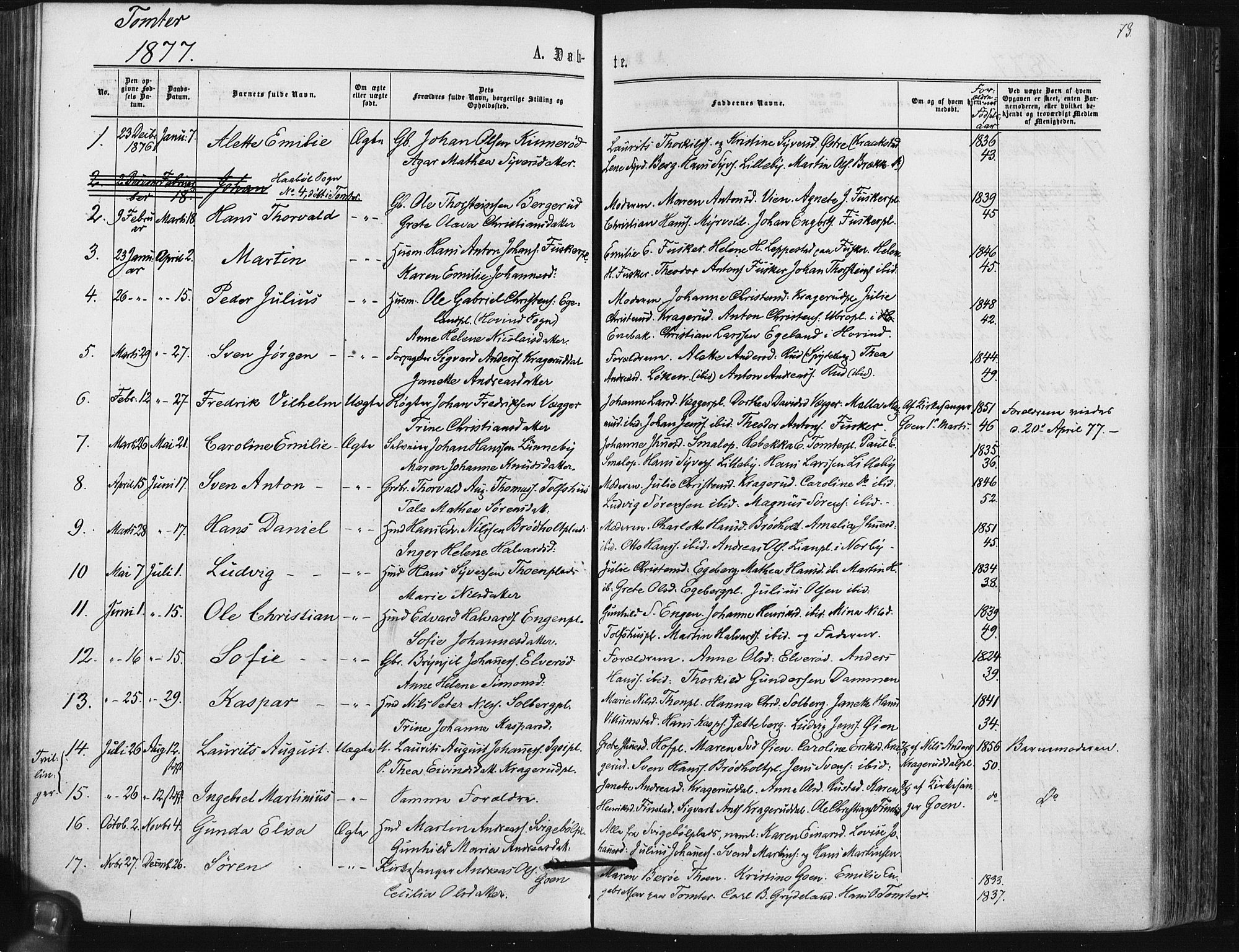 Hobøl prestekontor Kirkebøker, AV/SAO-A-2002/F/Fa/L0004: Parish register (official) no. I 4, 1865-1877, p. 73