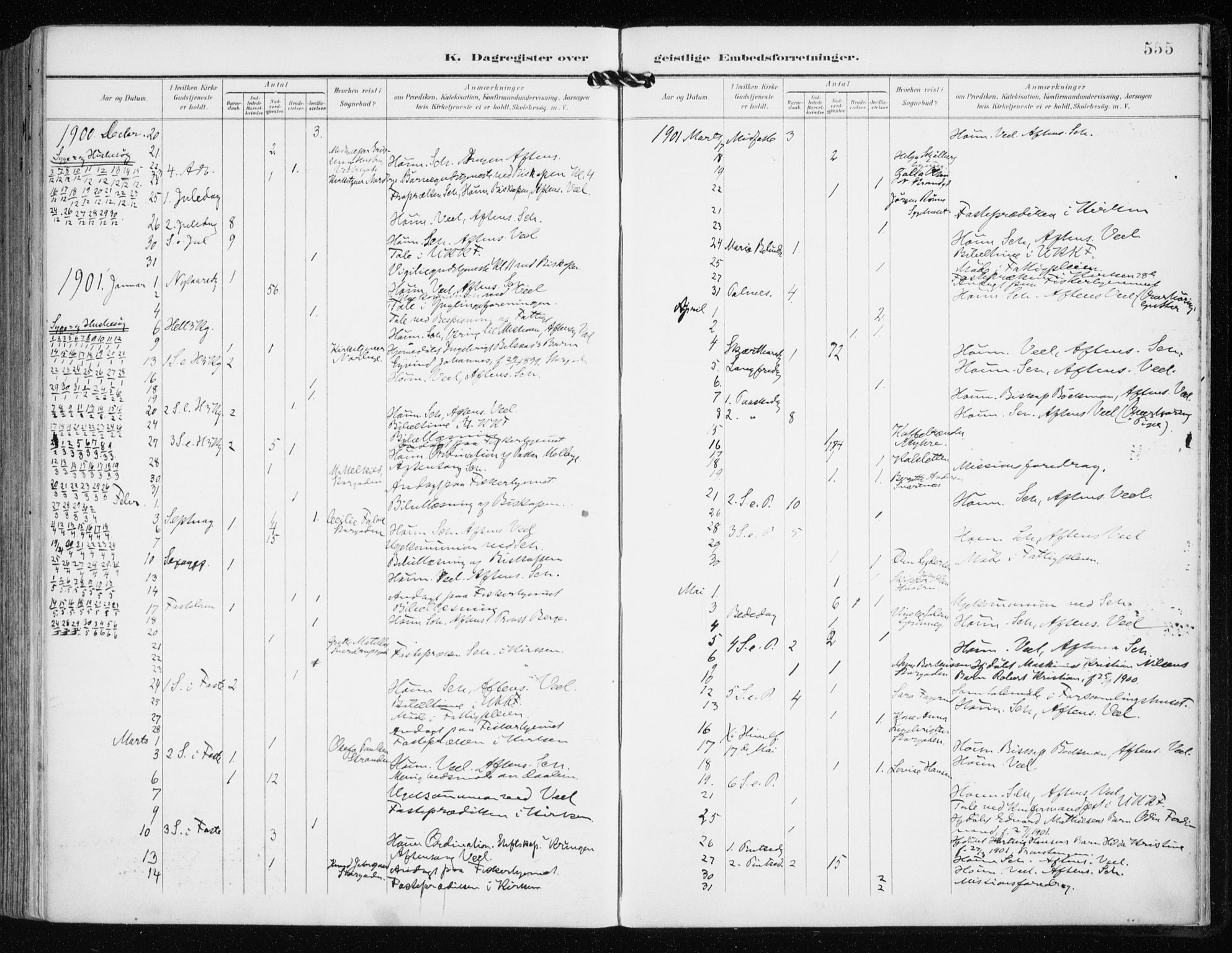 Tromsø sokneprestkontor/stiftsprosti/domprosti, AV/SATØ-S-1343/G/Ga/L0016kirke: Parish register (official) no. 16, 1899-1906, p. 555