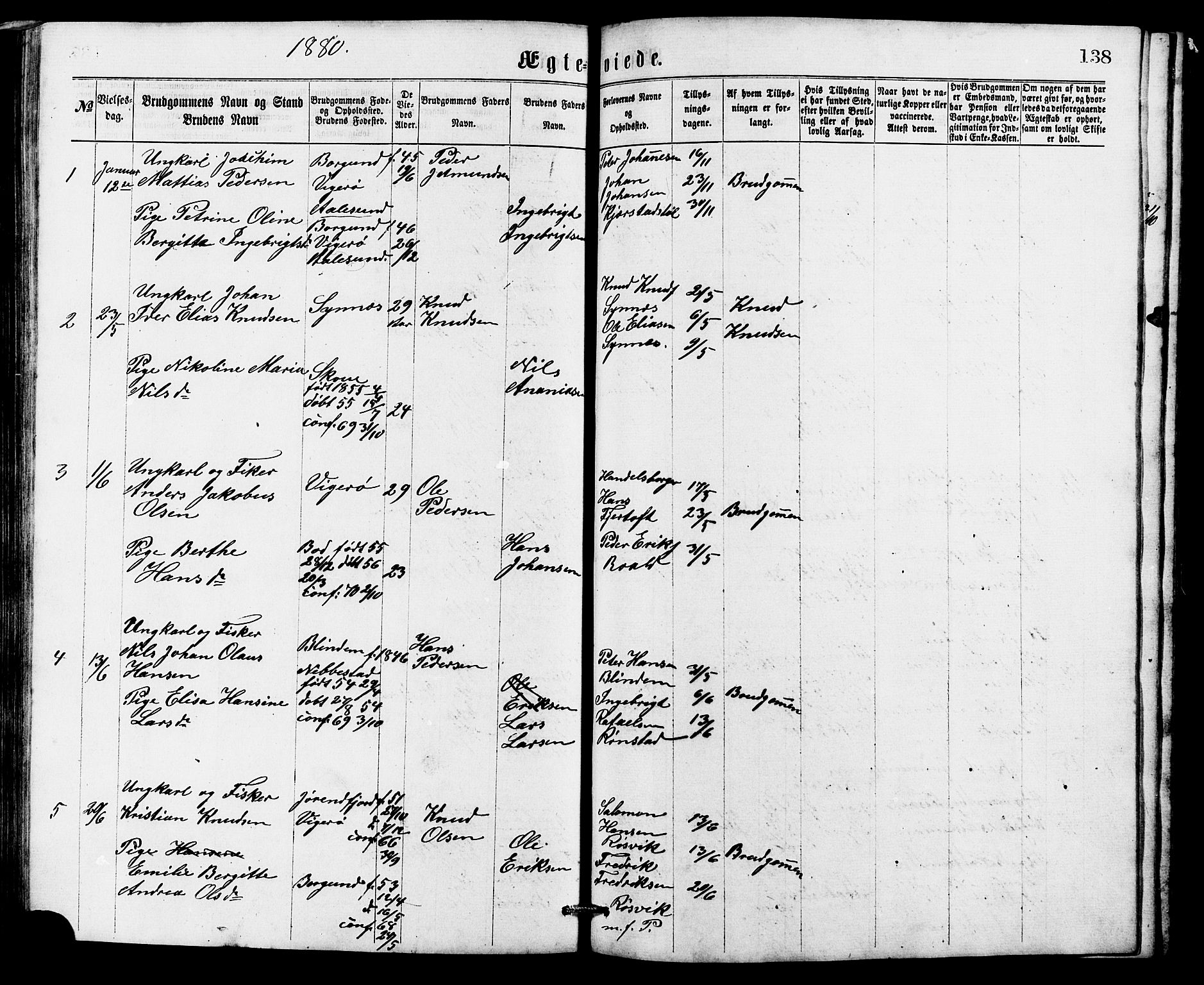 Ministerialprotokoller, klokkerbøker og fødselsregistre - Møre og Romsdal, AV/SAT-A-1454/537/L0521: Parish register (copy) no. 537C02, 1869-1888, p. 138