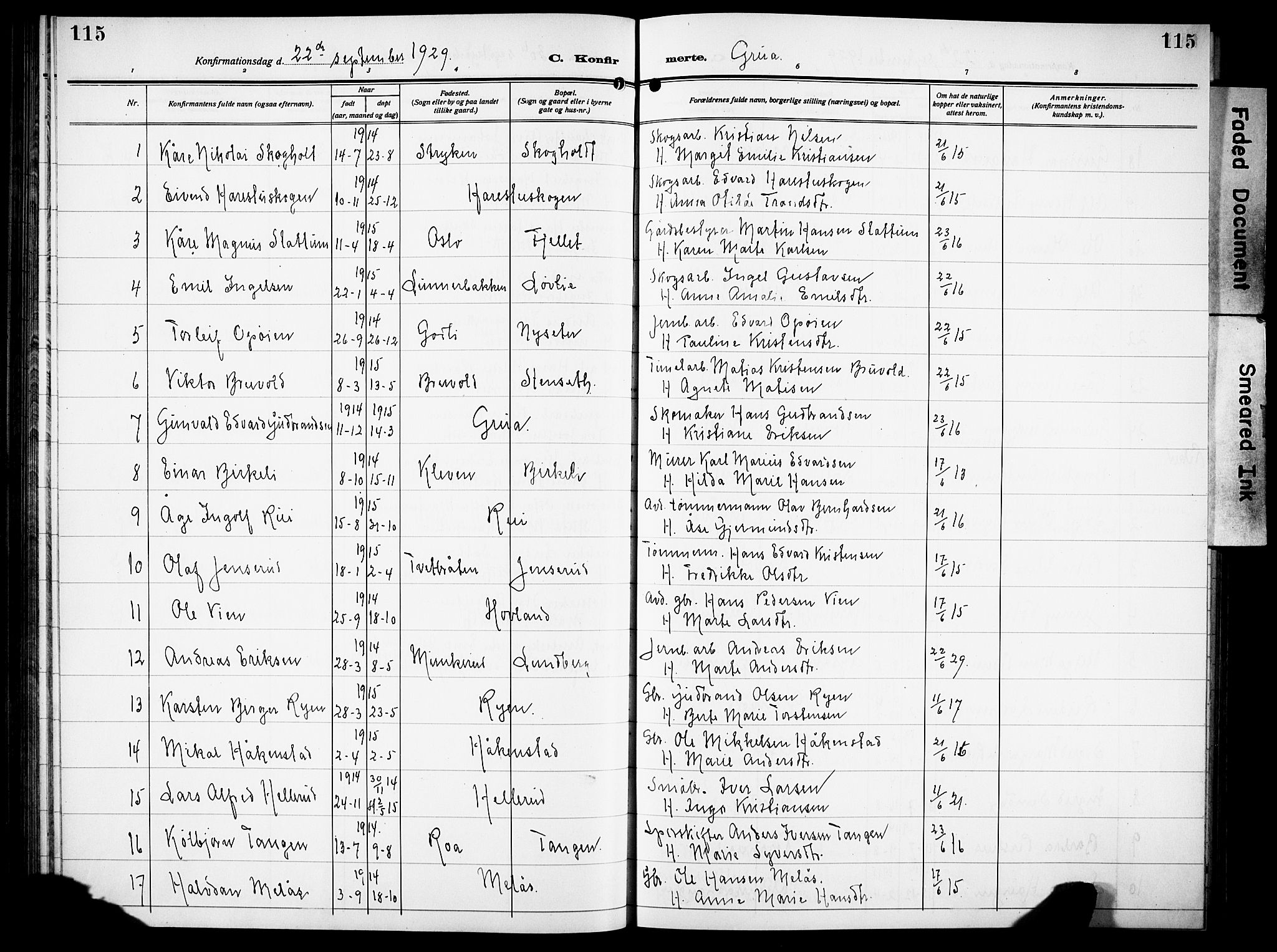 Lunner prestekontor, SAH/PREST-118/H/Ha/Hab/L0002: Parish register (copy) no. 2, 1923-1933, p. 115