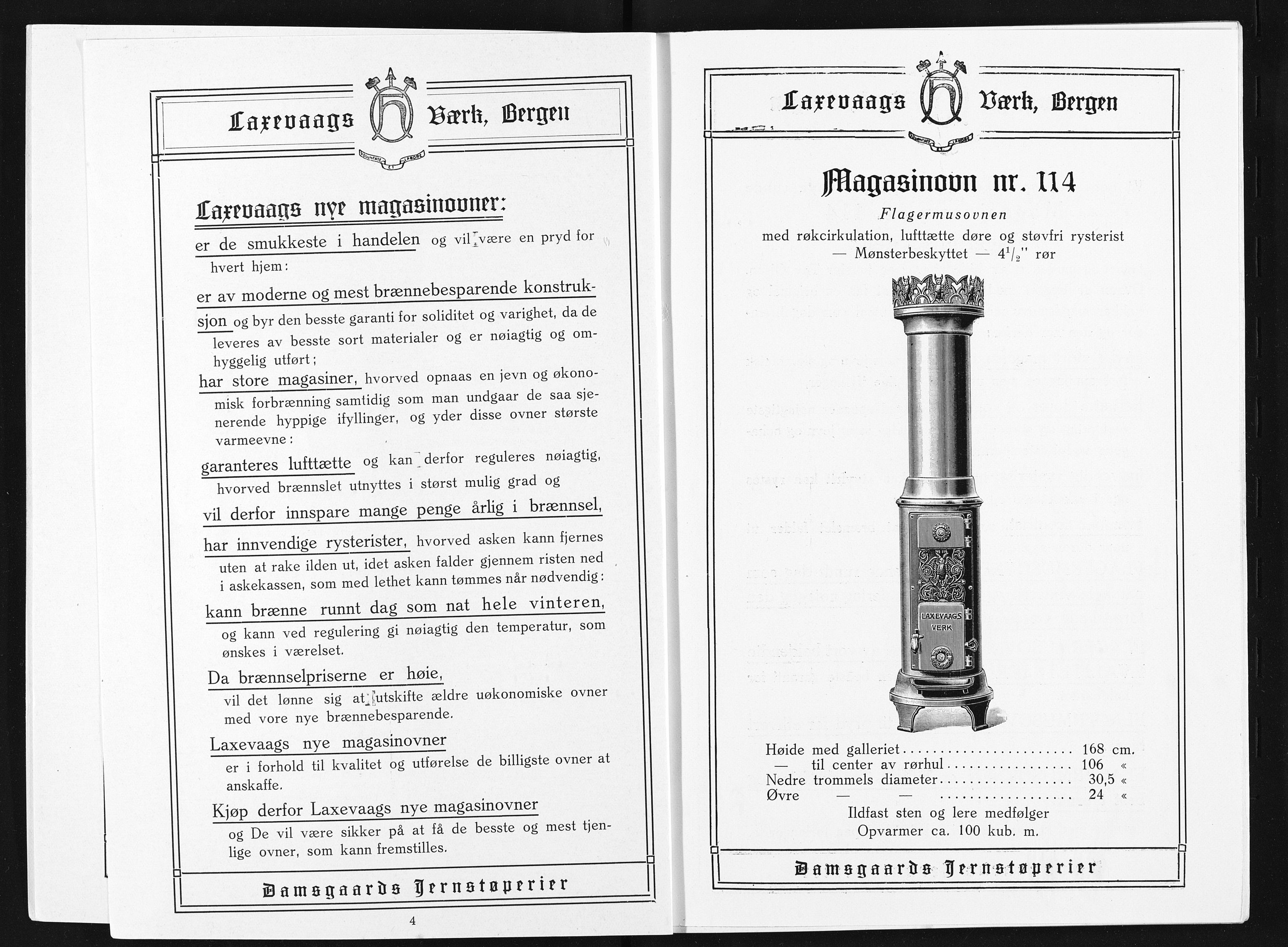 Næs Jernverksmuseets samling av historiske ovnskataloger, NESJ/NJM-006/01/L0026: Laxevaags Værk Bergen, 1927