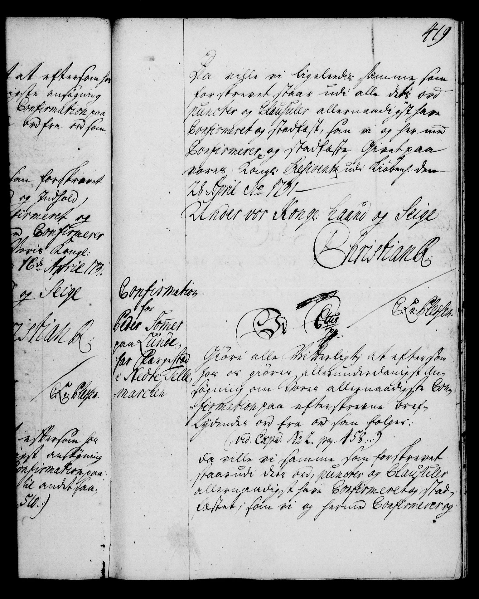 Rentekammeret, Kammerkanselliet, RA/EA-3111/G/Gg/Gga/L0003: Norsk ekspedisjonsprotokoll med register (merket RK 53.3), 1727-1734, p. 419