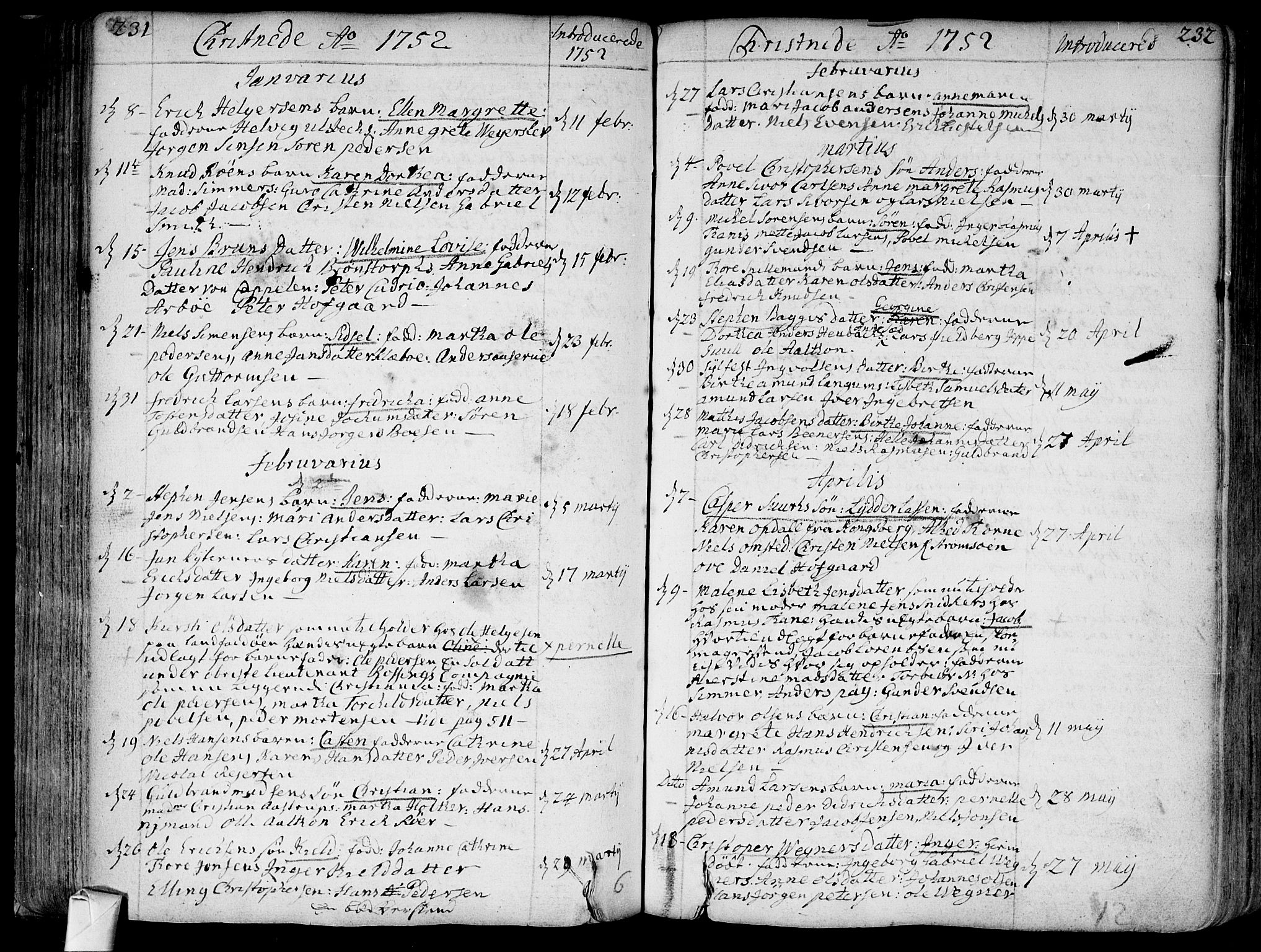 Bragernes kirkebøker, SAKO/A-6/F/Fa/L0004: Parish register (official) no. I 4, 1734-1759, p. 231-232