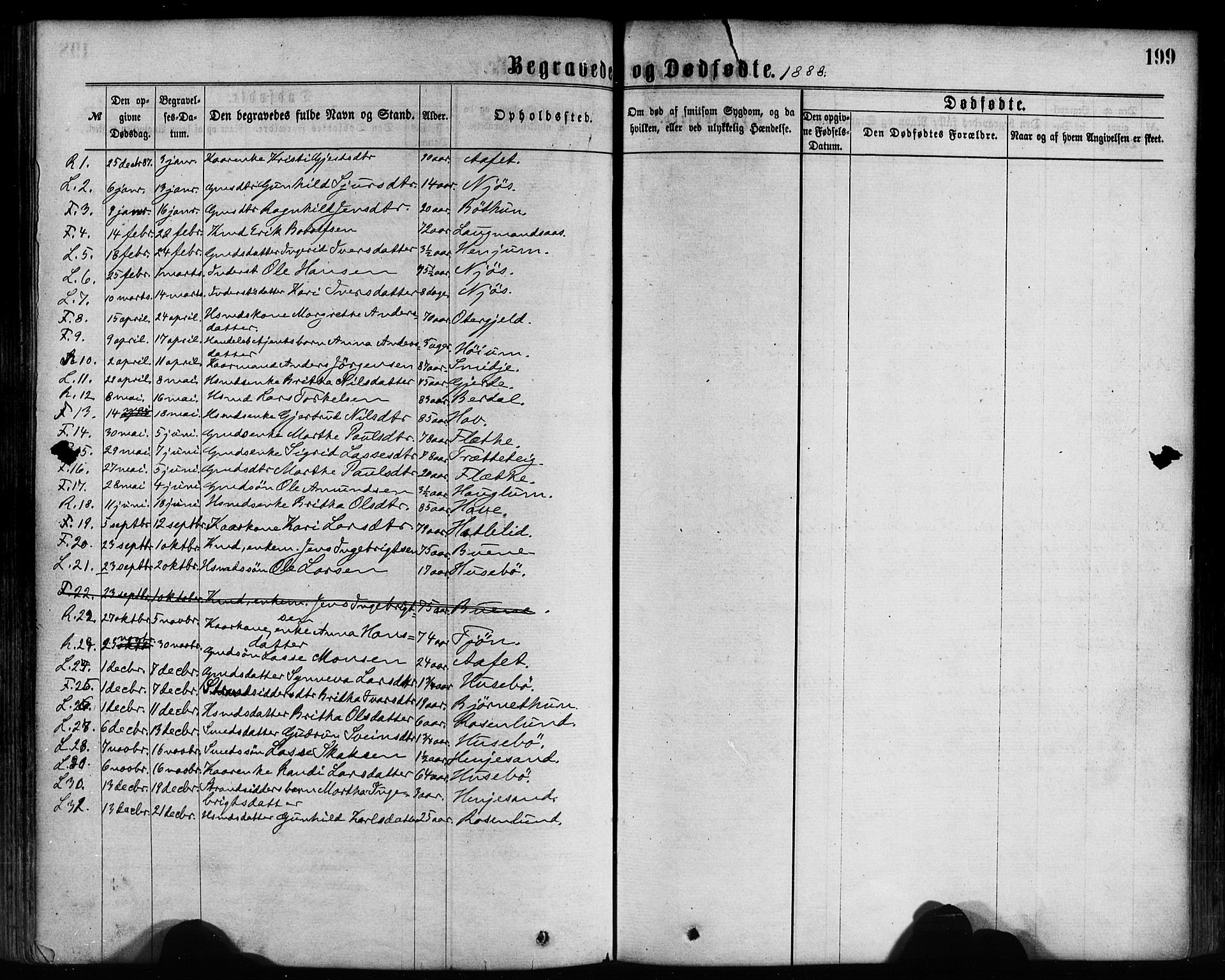 Leikanger sokneprestembete, AV/SAB-A-81001/H/Haa/Haaa/L0009: Parish register (official) no. A 9, 1869-1888, p. 199