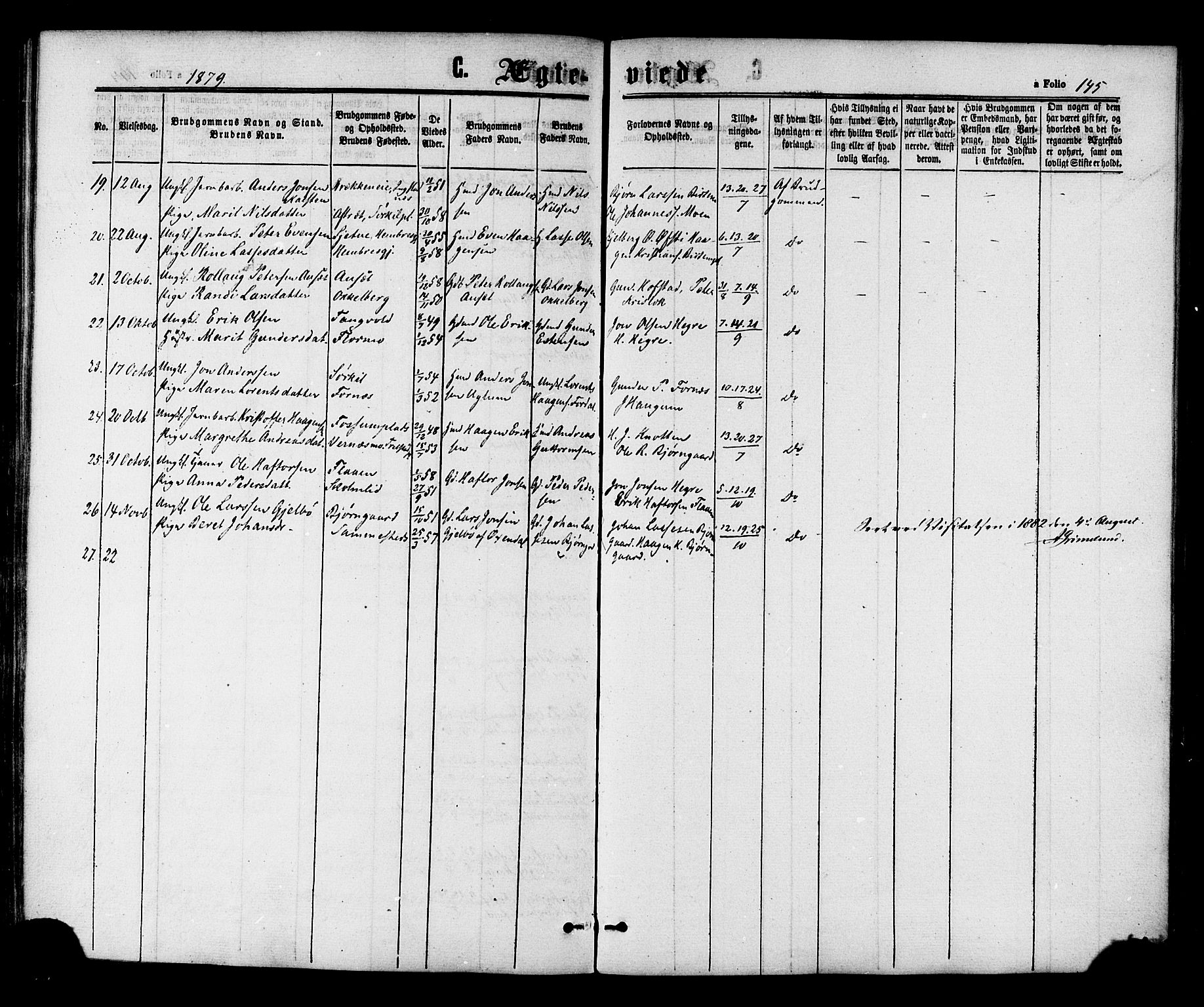 Ministerialprotokoller, klokkerbøker og fødselsregistre - Nord-Trøndelag, SAT/A-1458/703/L0029: Parish register (official) no. 703A02, 1863-1879, p. 145