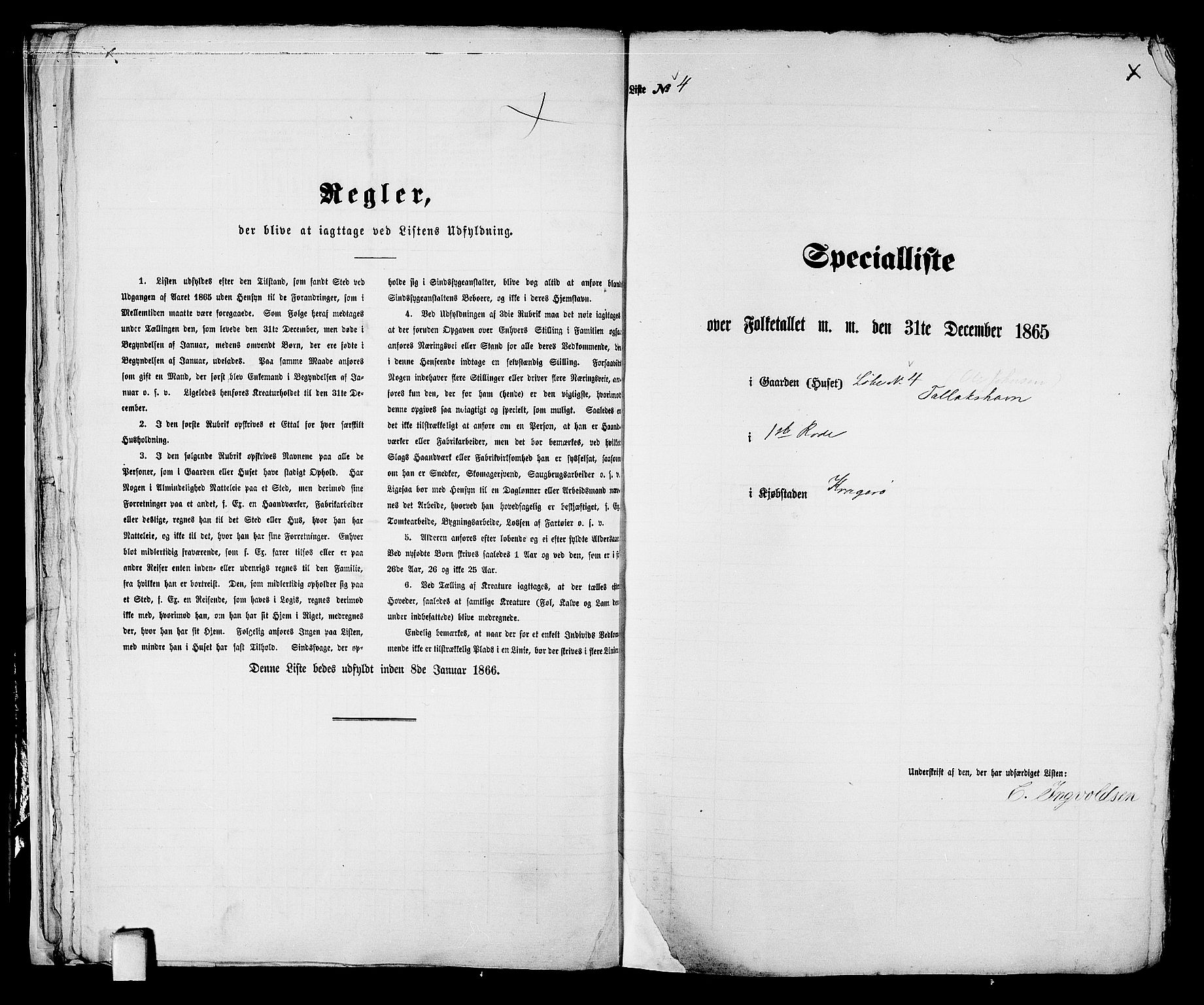 RA, 1865 census for Kragerø/Kragerø, 1865, p. 17