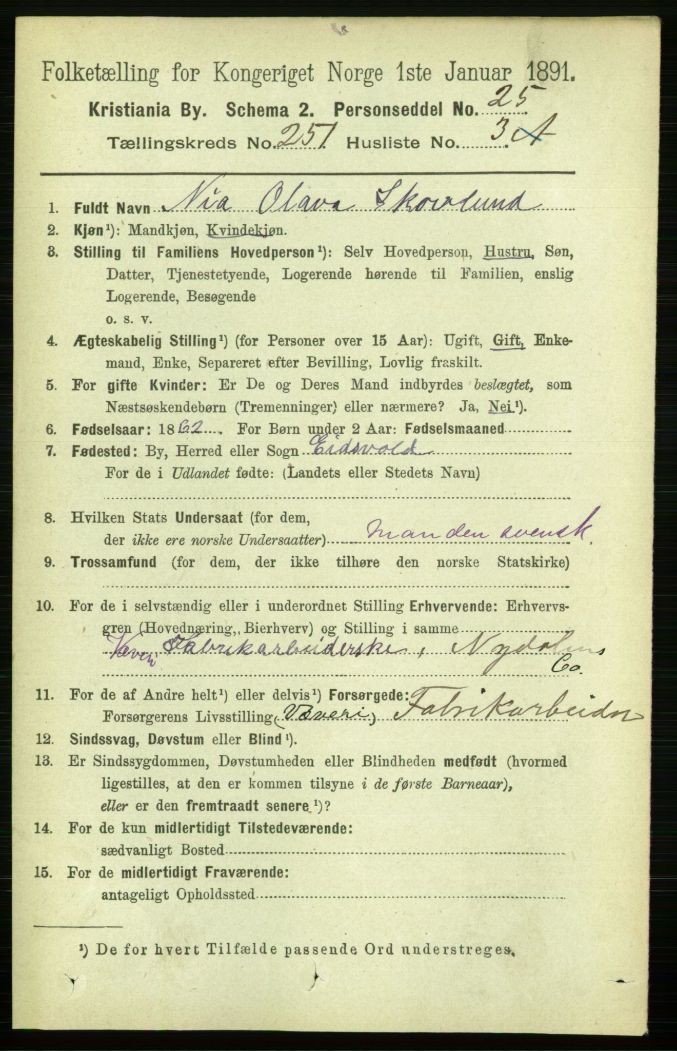 RA, 1891 census for 0301 Kristiania, 1891, p. 153089