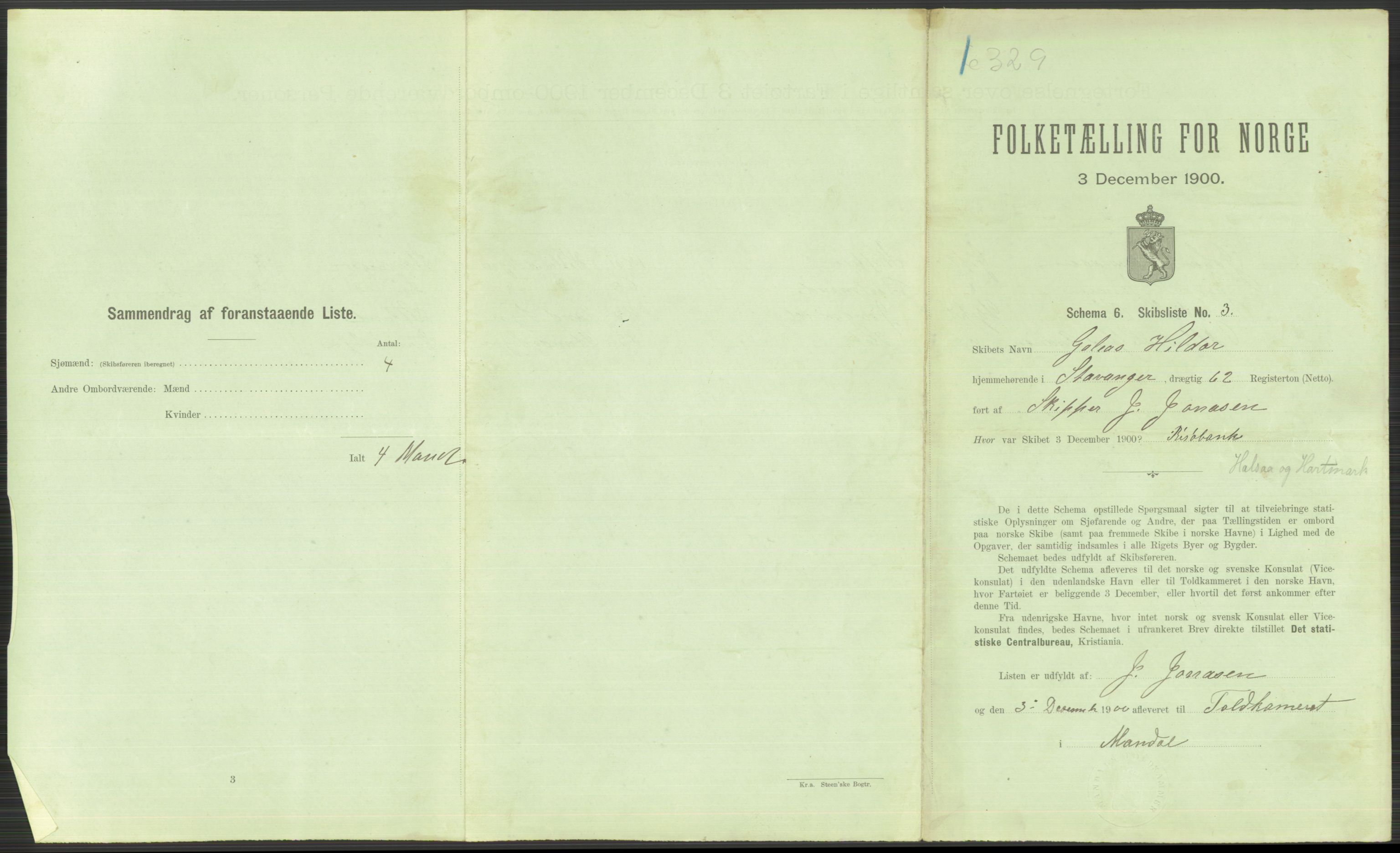 RA, 1900 Census - ship lists from ships in Norwegian harbours, harbours abroad and at sea, 1900, p. 791