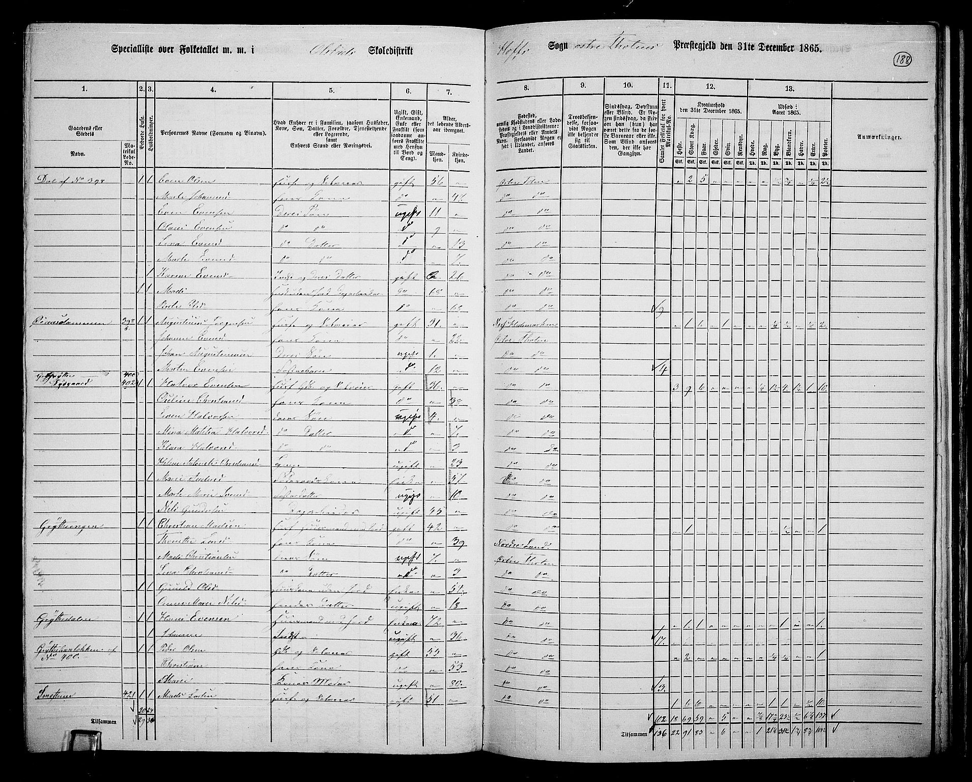 RA, 1865 census for Østre Toten, 1865, p. 300