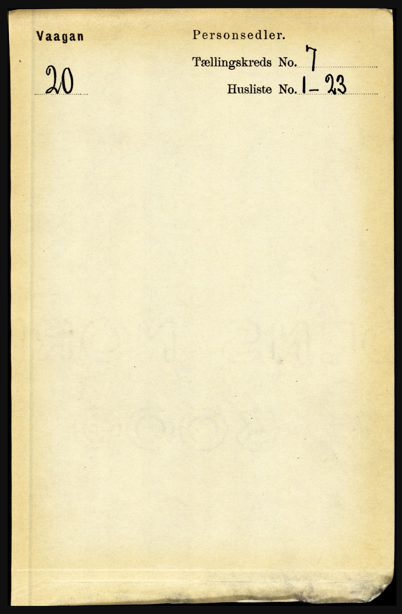 RA, 1891 census for 1865 Vågan, 1891, p. 1813