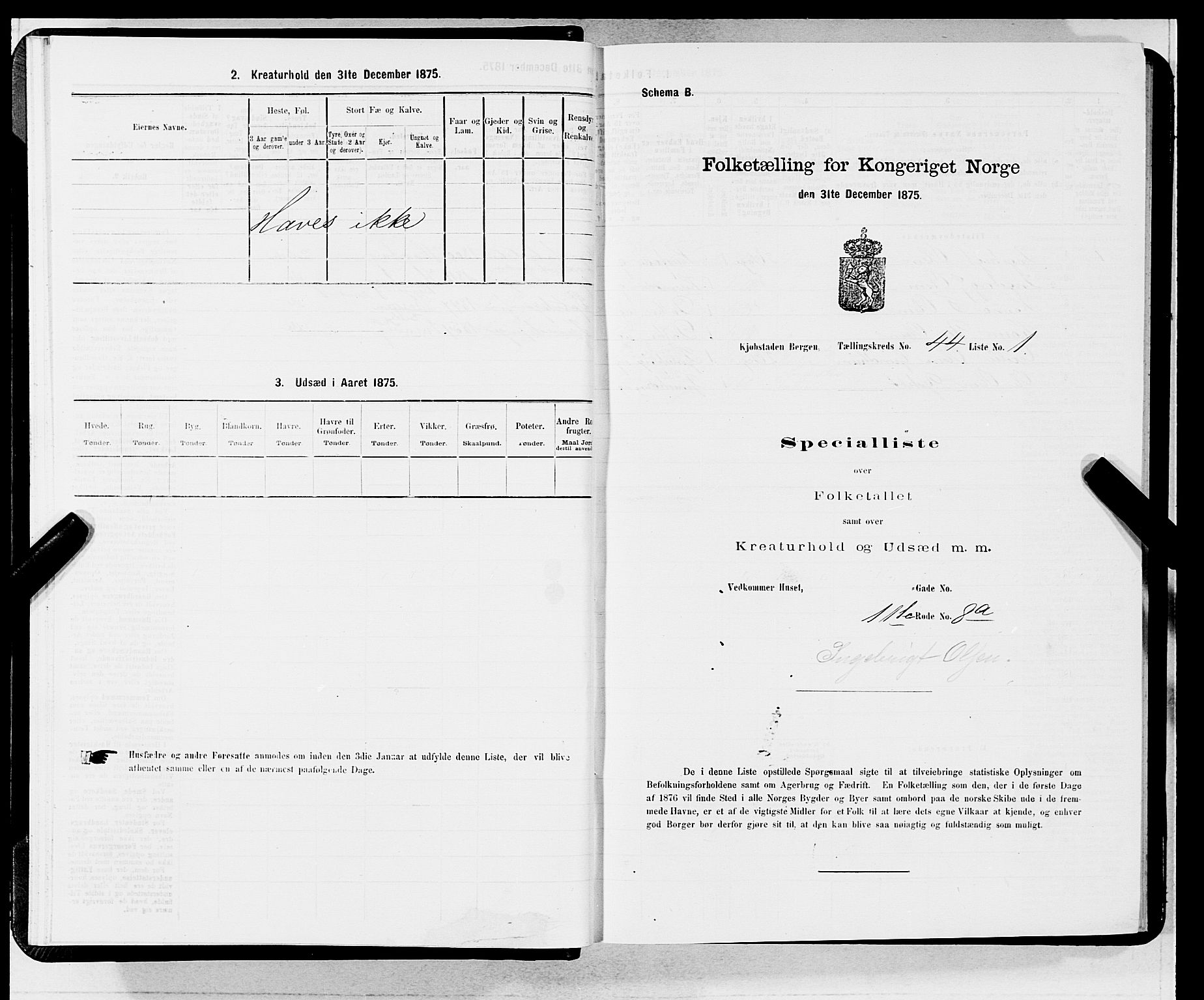 SAB, 1875 census for 1301 Bergen, 1875, p. 2279