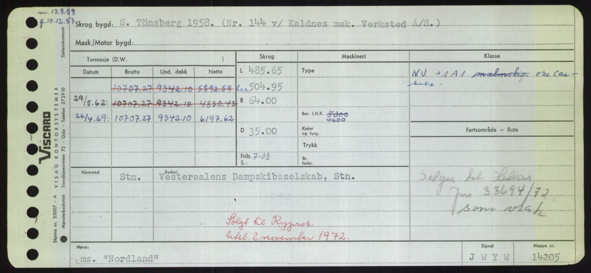 Sjøfartsdirektoratet med forløpere, Skipsmålingen, RA/S-1627/H/Hd/L0026: Fartøy, N-Norhol, p. 513