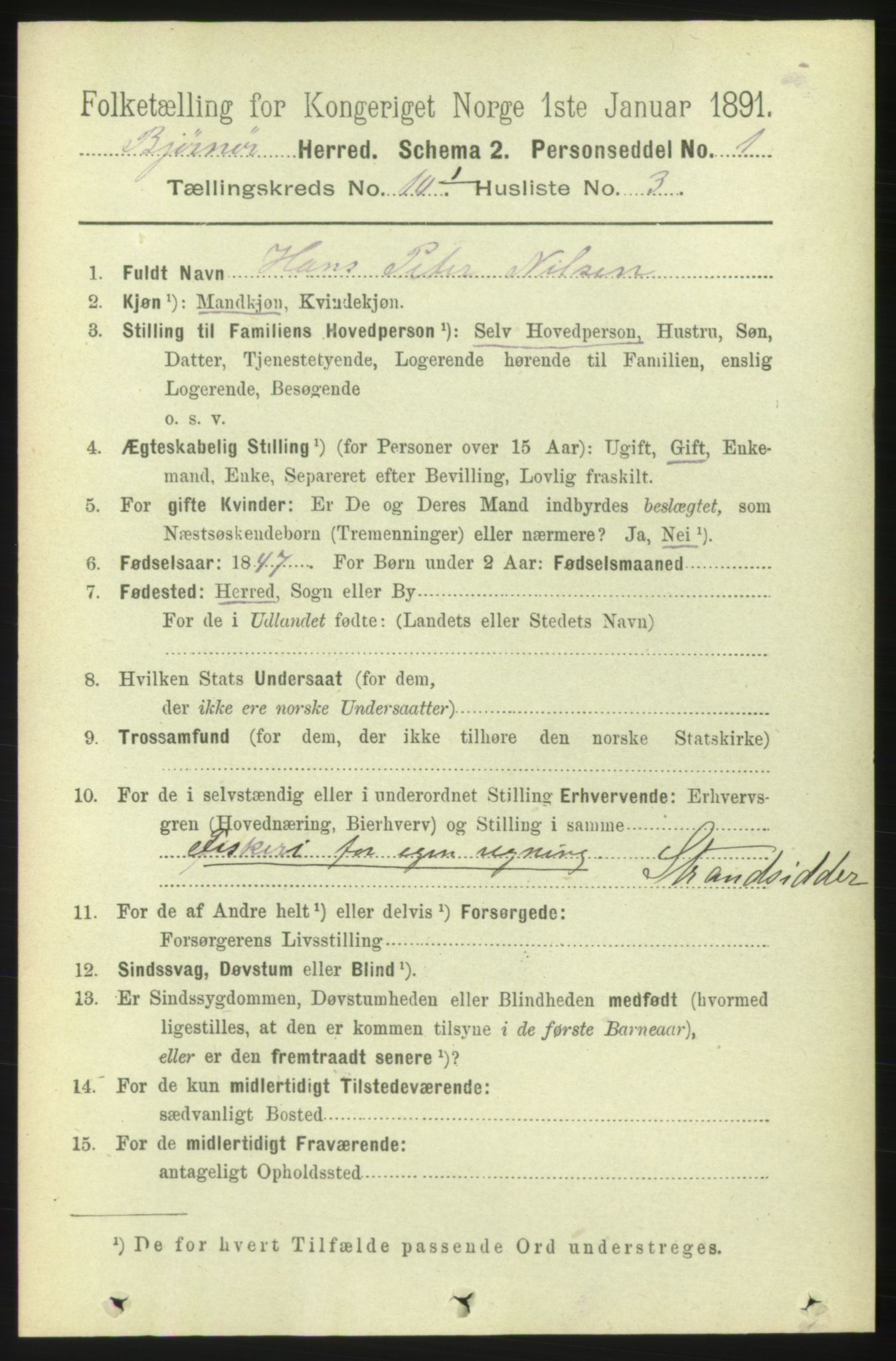 RA, 1891 census for 1632 Bjørnør, 1891, p. 4157
