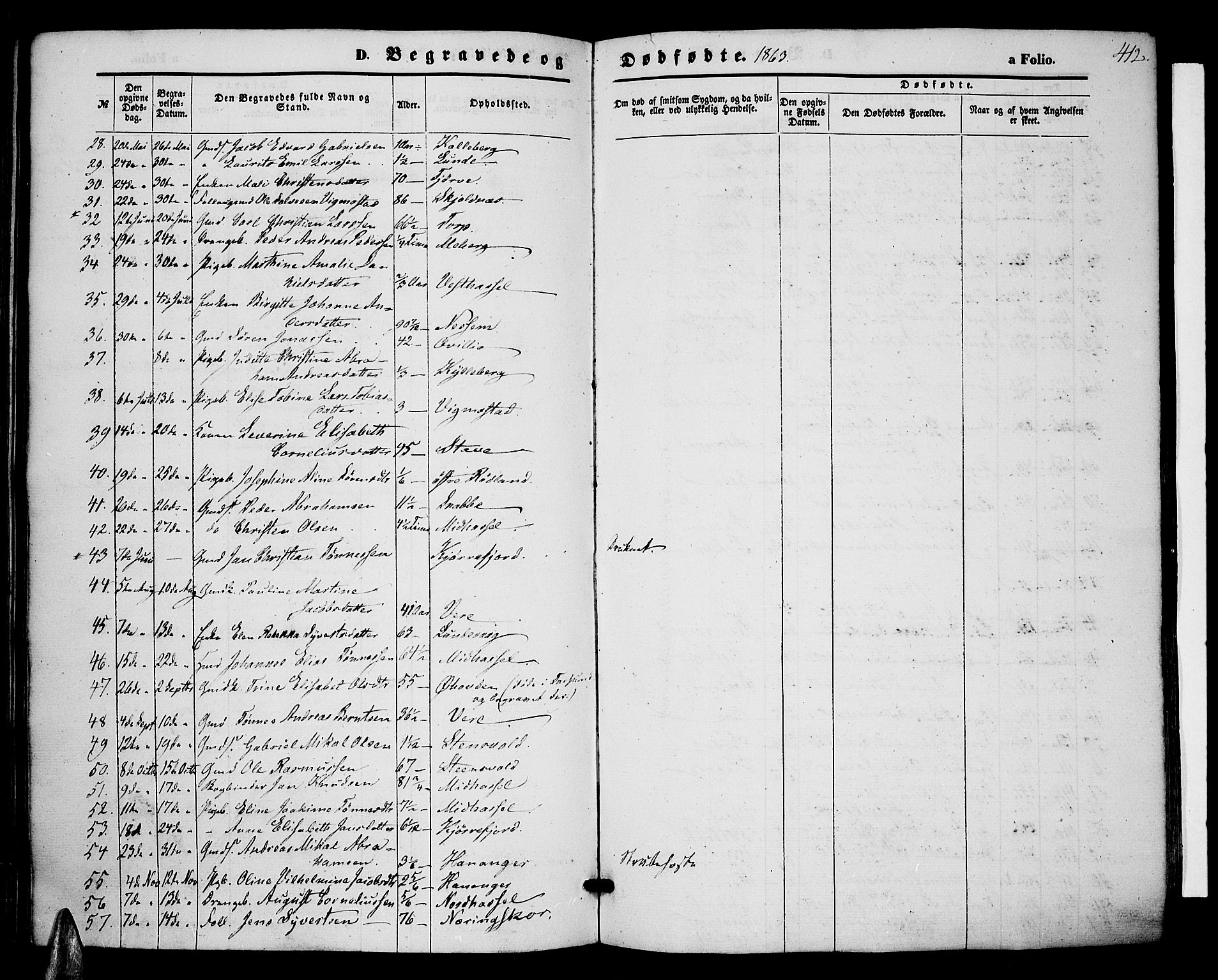 Lista sokneprestkontor, SAK/1111-0027/F/Fb/L0003: Parish register (copy) no. B 3, 1862-1877, p. 412