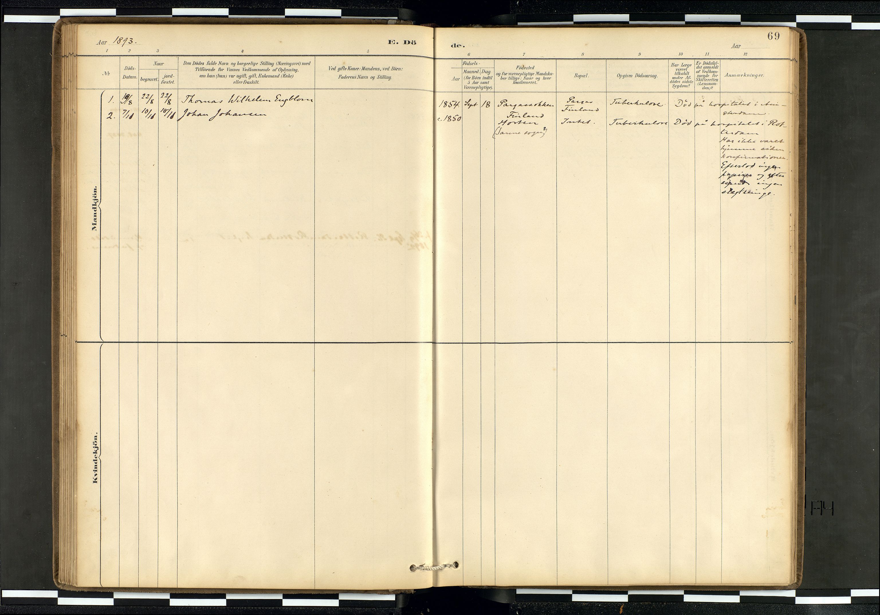 Den norske sjømannsmisjon i utlandet/Hollandske havner (Amsterdam-Rotterdam-Europort), AV/SAB-SAB/PA-0106/H/Ha/Haa/L0002: Parish register (official) no. A 2, 1887-1907, p. 68b-69a