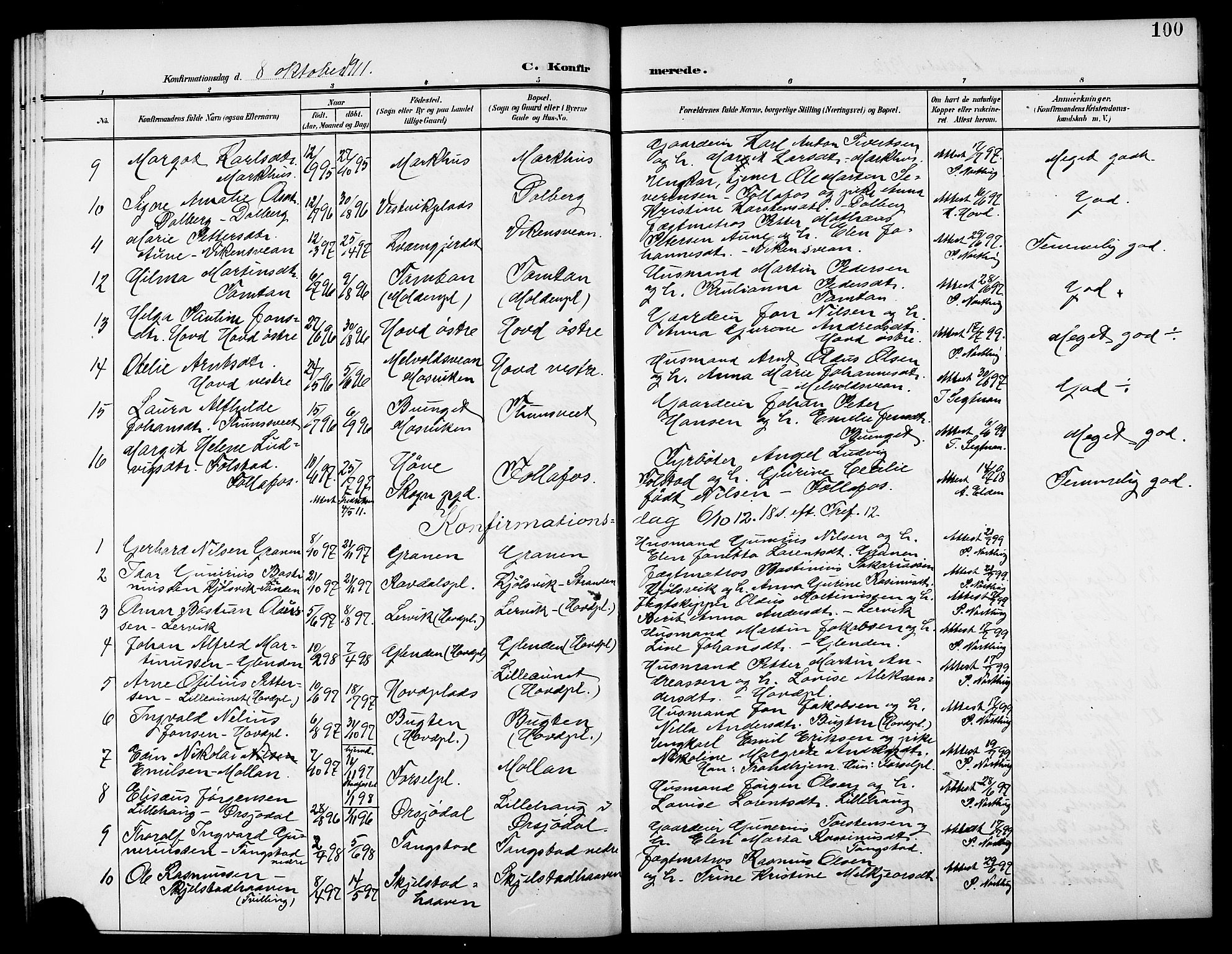 Ministerialprotokoller, klokkerbøker og fødselsregistre - Nord-Trøndelag, SAT/A-1458/744/L0424: Parish register (copy) no. 744C03, 1906-1923, p. 100