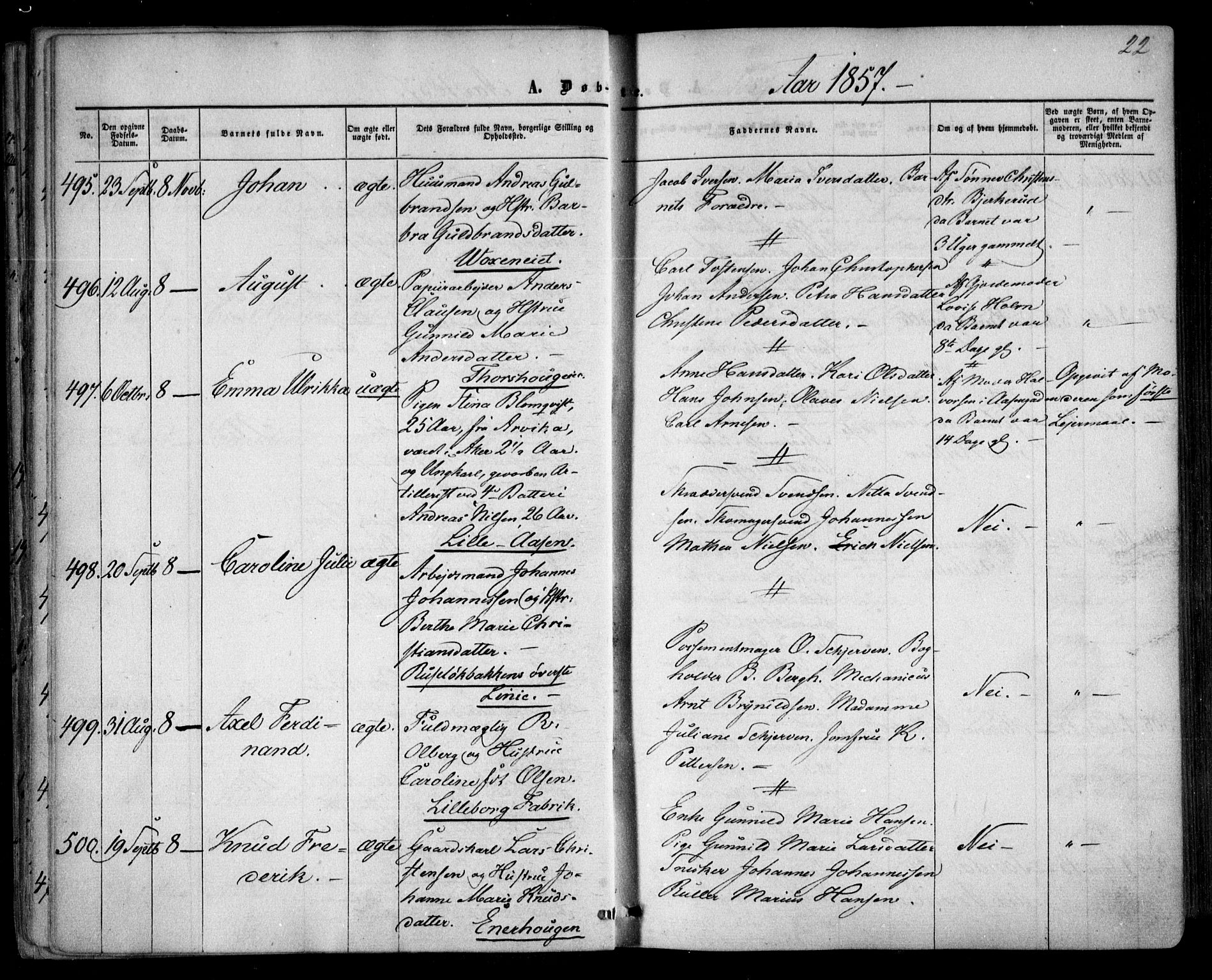 Vestre Aker prestekontor Kirkebøker, AV/SAO-A-10025/F/Fa/L0003: Parish register (official) no. 3, 1857-1868, p. 22
