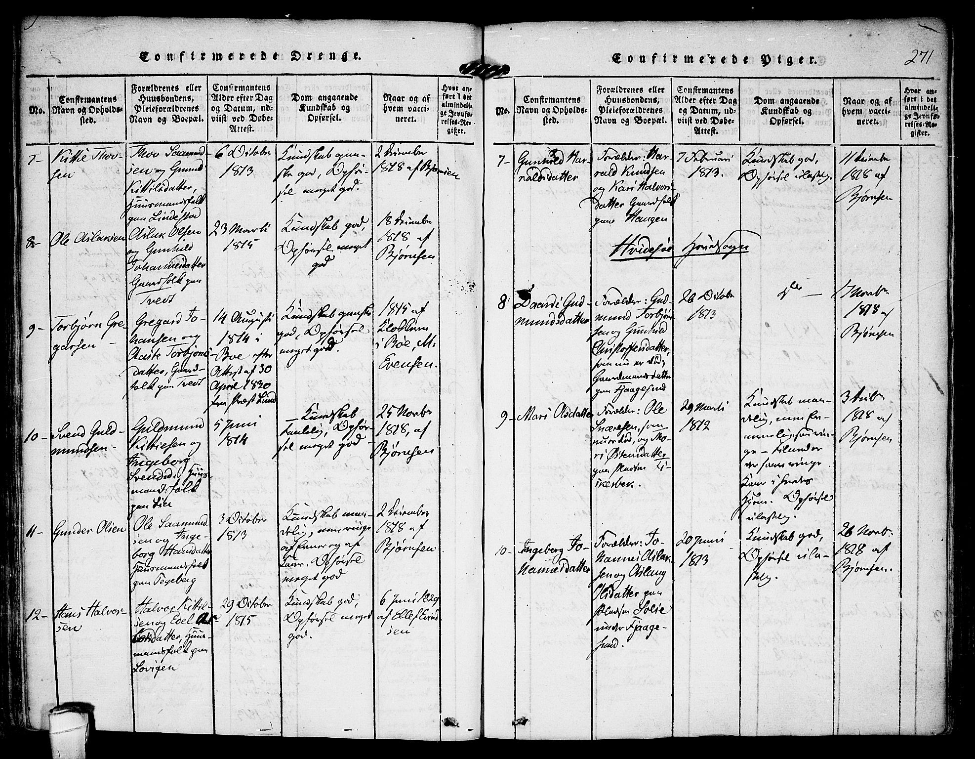 Kviteseid kirkebøker, SAKO/A-276/F/Fa/L0005: Parish register (official) no. I 5, 1815-1836, p. 271