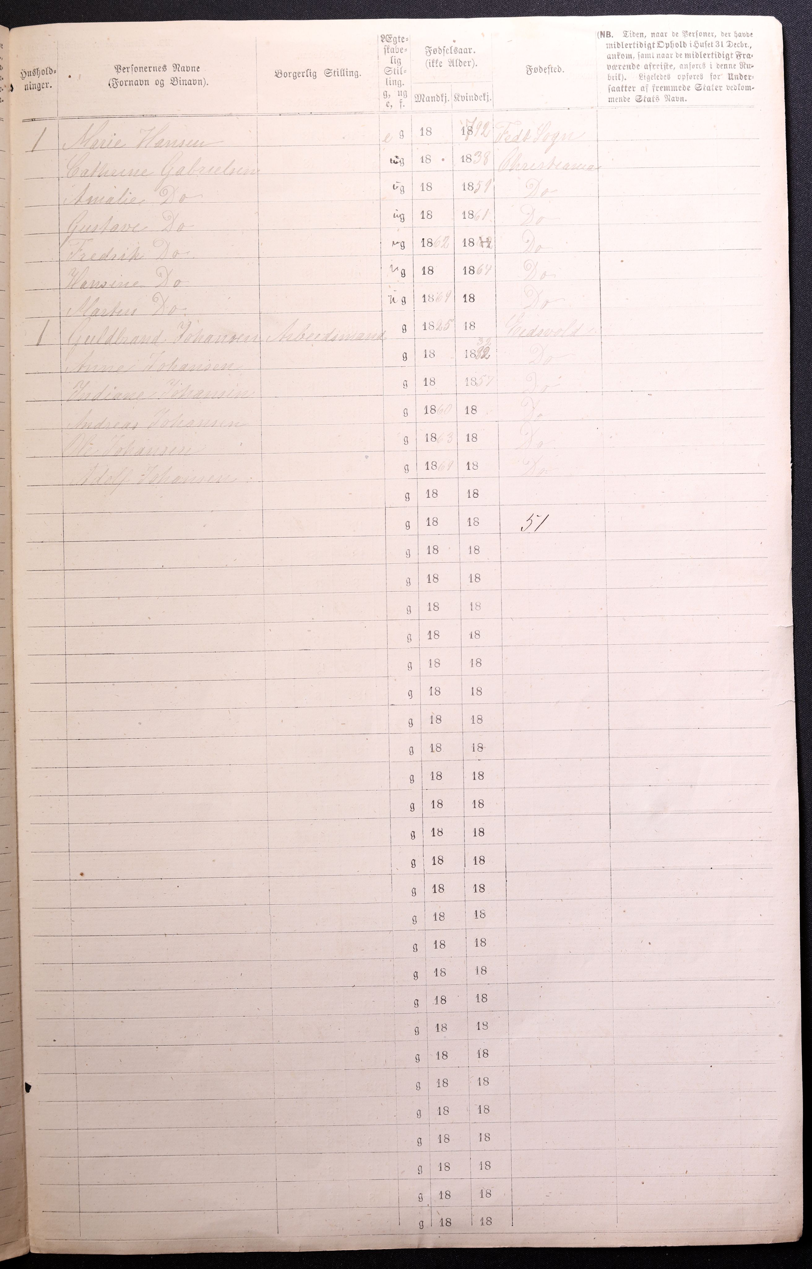 RA, 1870 census for 0301 Kristiania, 1870, p. 1885