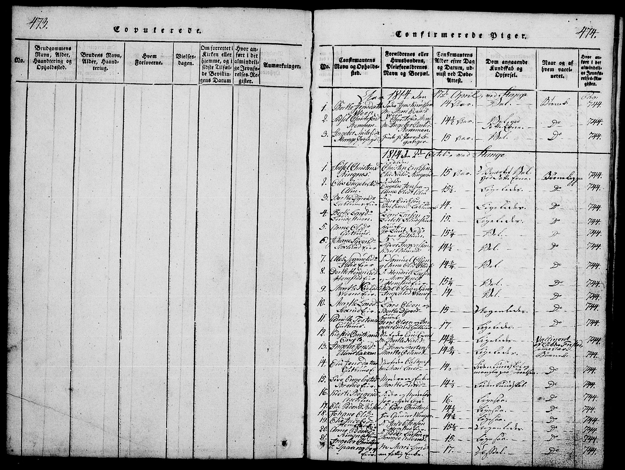Stange prestekontor, SAH/PREST-002/L/L0001: Parish register (copy) no. 1, 1814-1825, p. 473-474