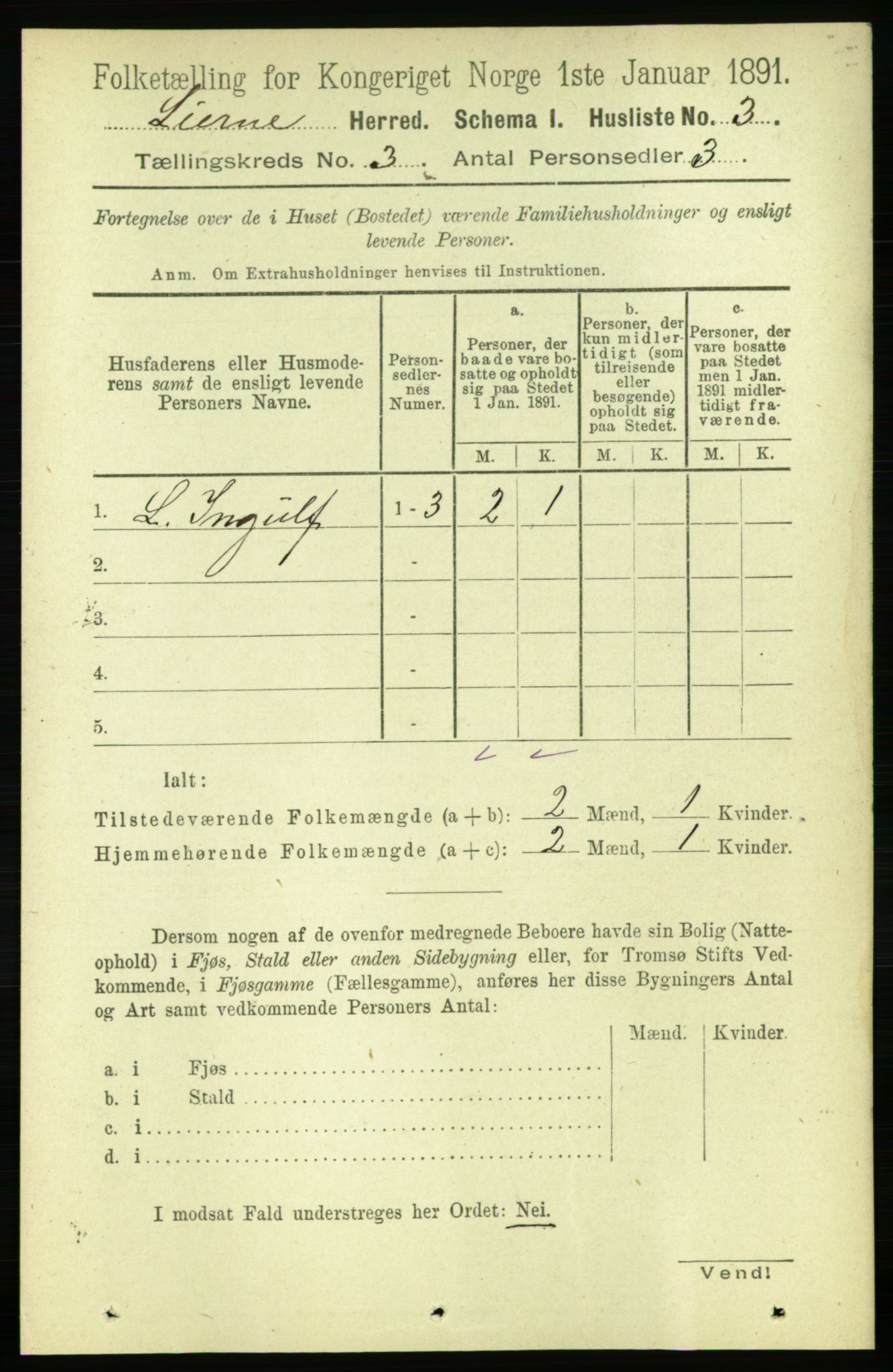 RA, 1891 census for 1737 Lierne, 1891, p. 766