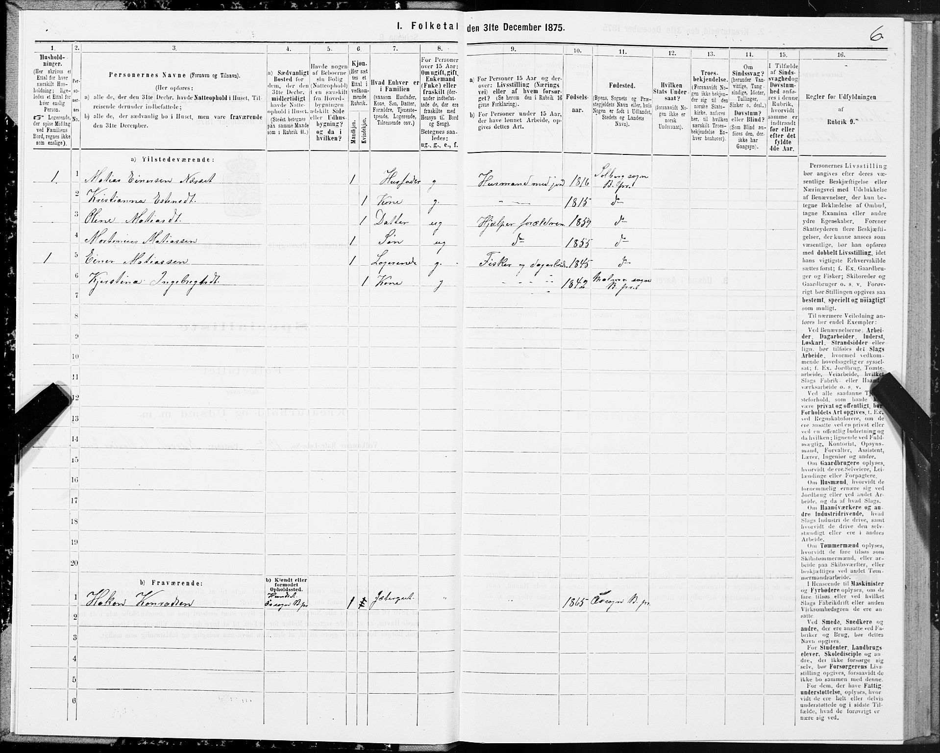 SAT, 1875 census for 1727P Beitstad, 1875, p. 5006