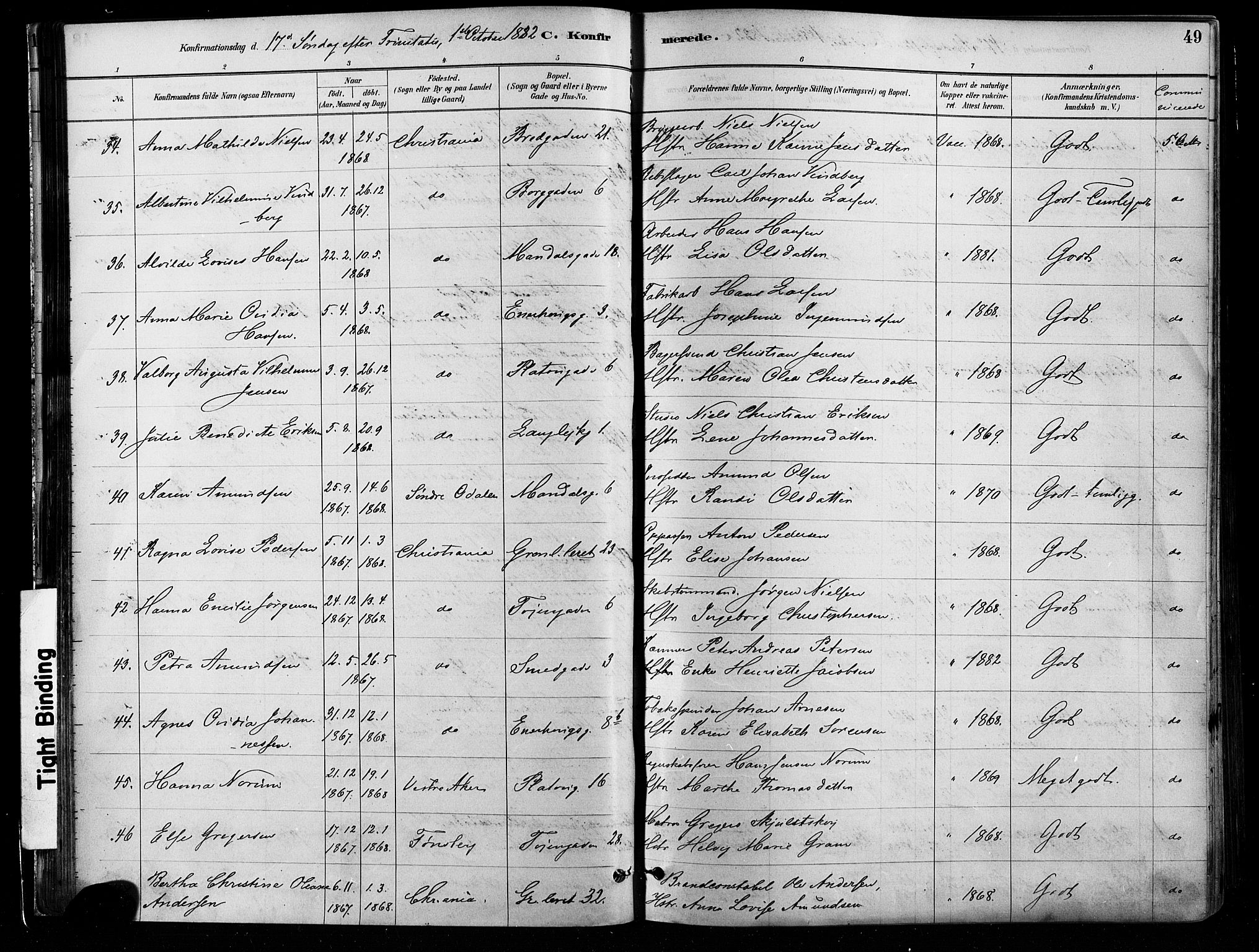 Grønland prestekontor Kirkebøker, AV/SAO-A-10848/F/Fa/L0008: Parish register (official) no. 8, 1881-1893, p. 49