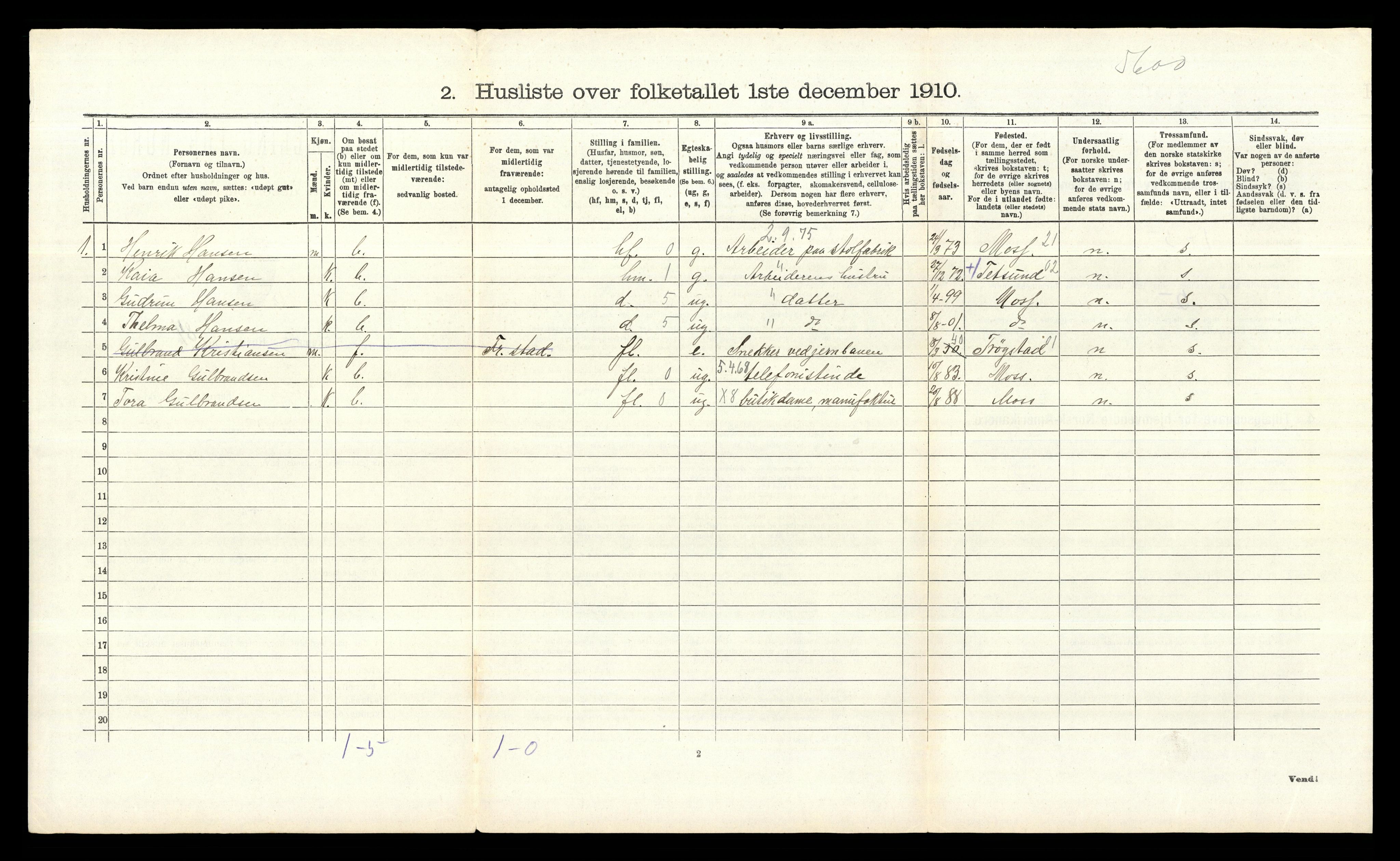 RA, 1910 census for Rygge, 1910, p. 435