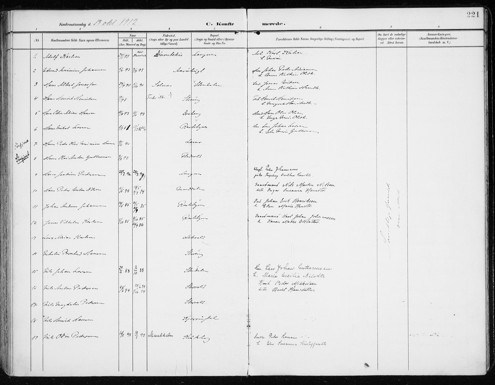 Lyngen sokneprestembete, AV/SATØ-S-1289/H/He/Hea/L0011kirke: Parish register (official) no. 11, 1903-1913, p. 221