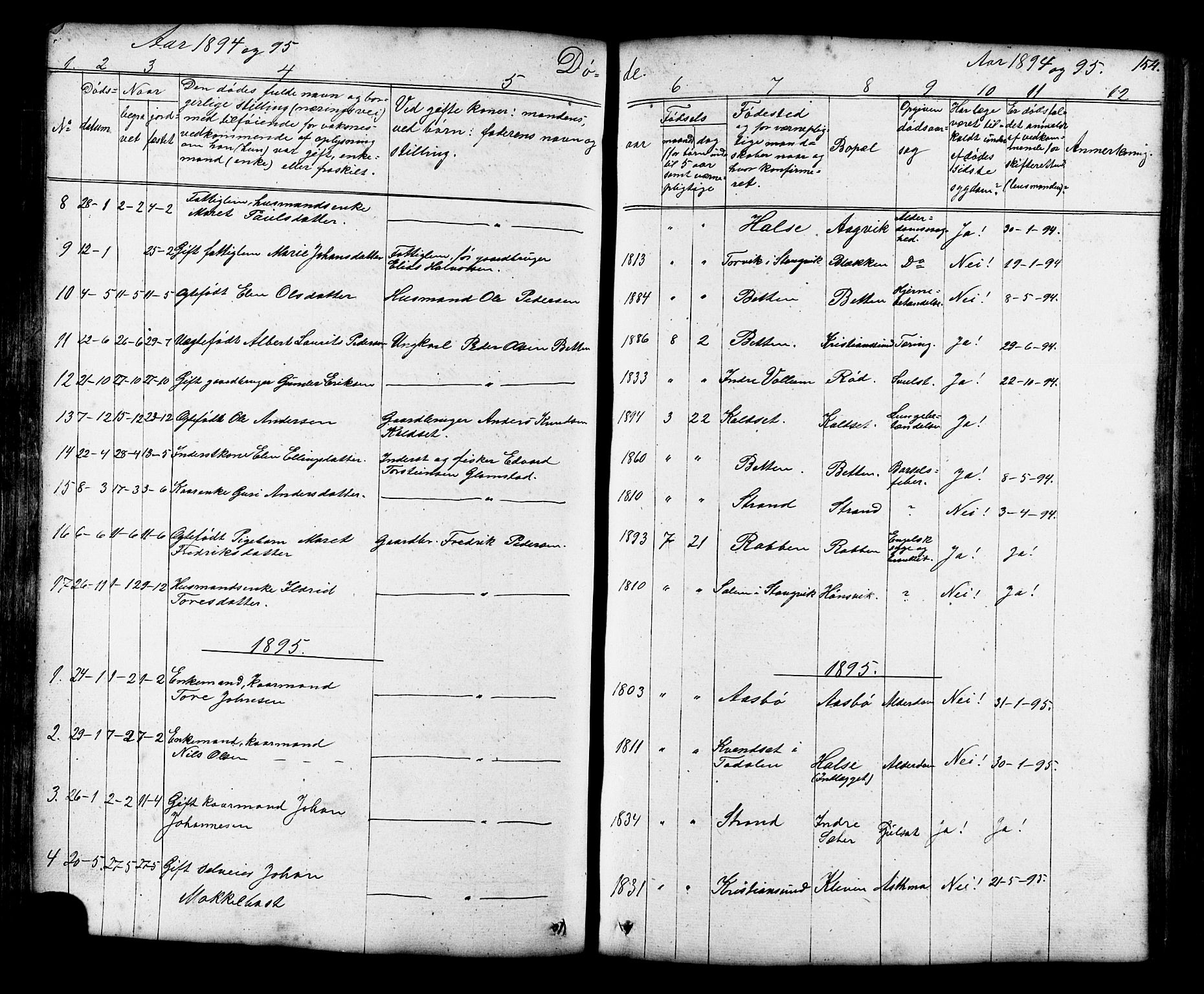 Ministerialprotokoller, klokkerbøker og fødselsregistre - Møre og Romsdal, AV/SAT-A-1454/576/L0890: Parish register (copy) no. 576C01, 1837-1908, p. 154