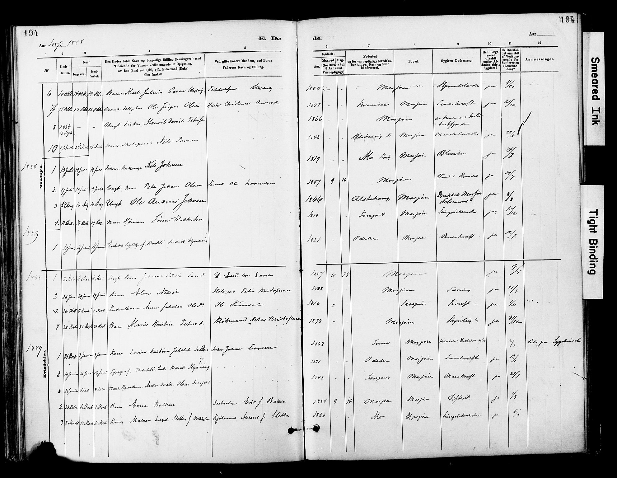 Ministerialprotokoller, klokkerbøker og fødselsregistre - Nordland, AV/SAT-A-1459/820/L0296: Parish register (official) no. 820A17, 1880-1903, p. 194