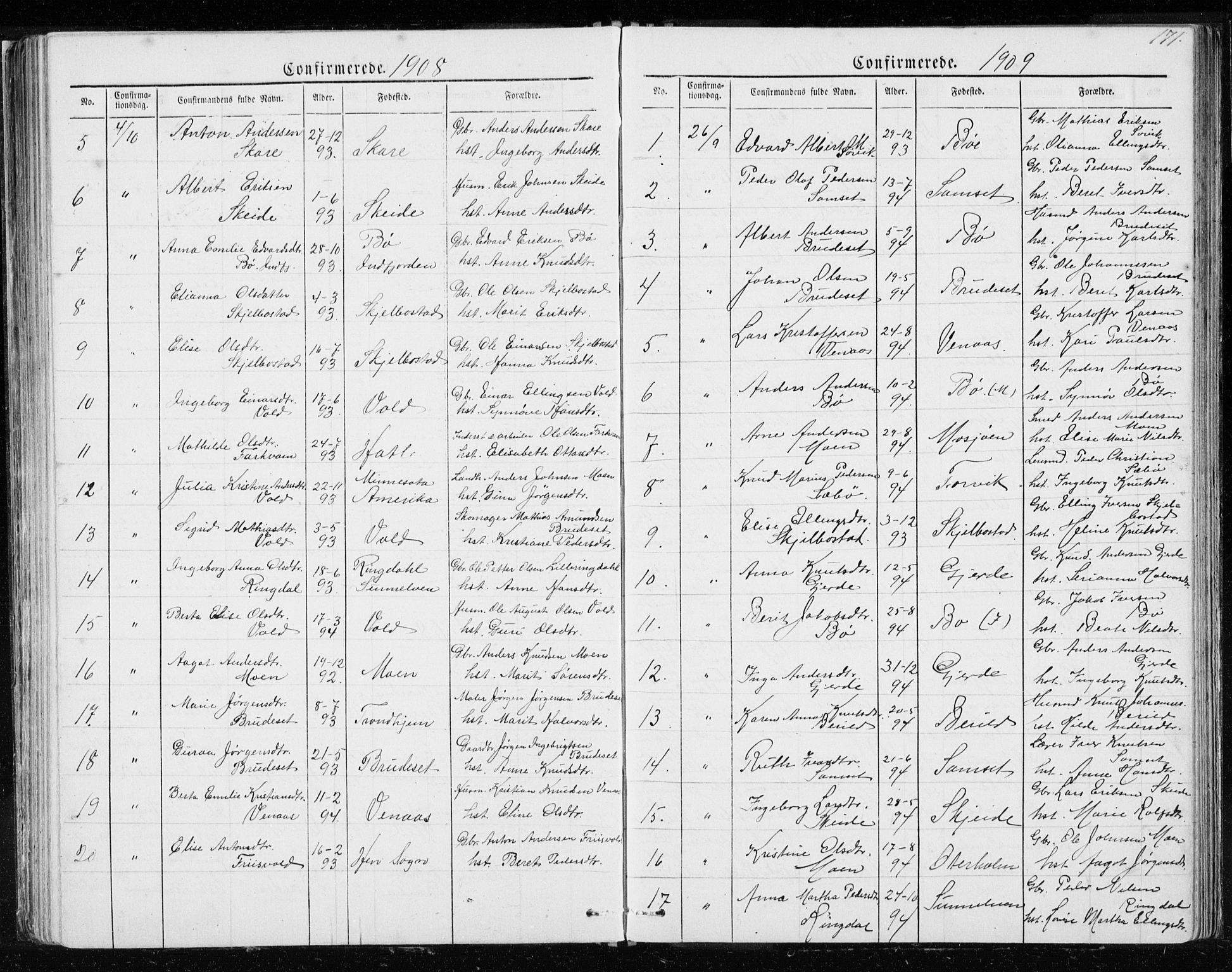Ministerialprotokoller, klokkerbøker og fødselsregistre - Møre og Romsdal, SAT/A-1454/543/L0564: Parish register (copy) no. 543C02, 1867-1915, p. 171
