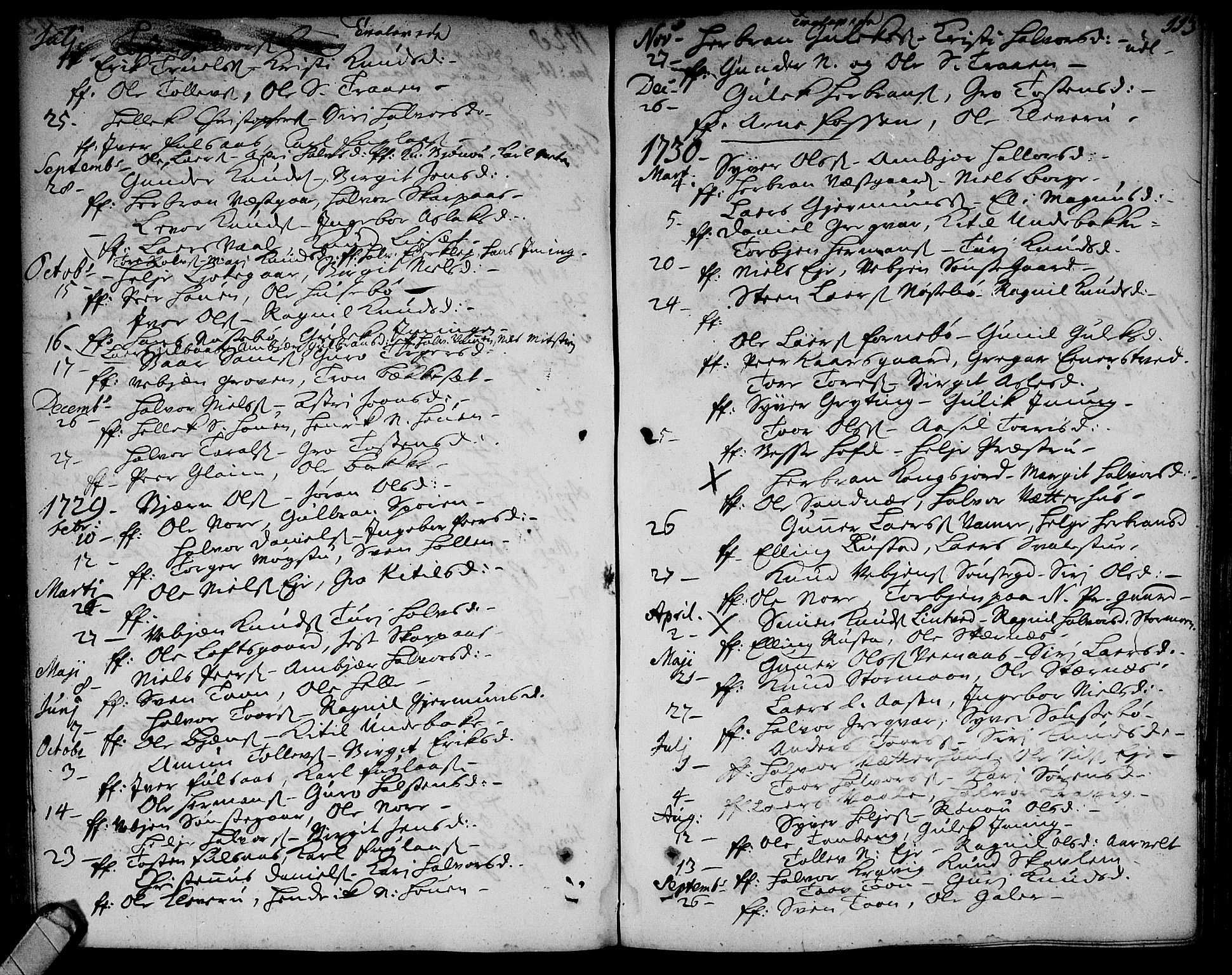 Rollag kirkebøker, SAKO/A-240/F/Fa/L0002: Parish register (official) no. I 2, 1714-1742, p. 113