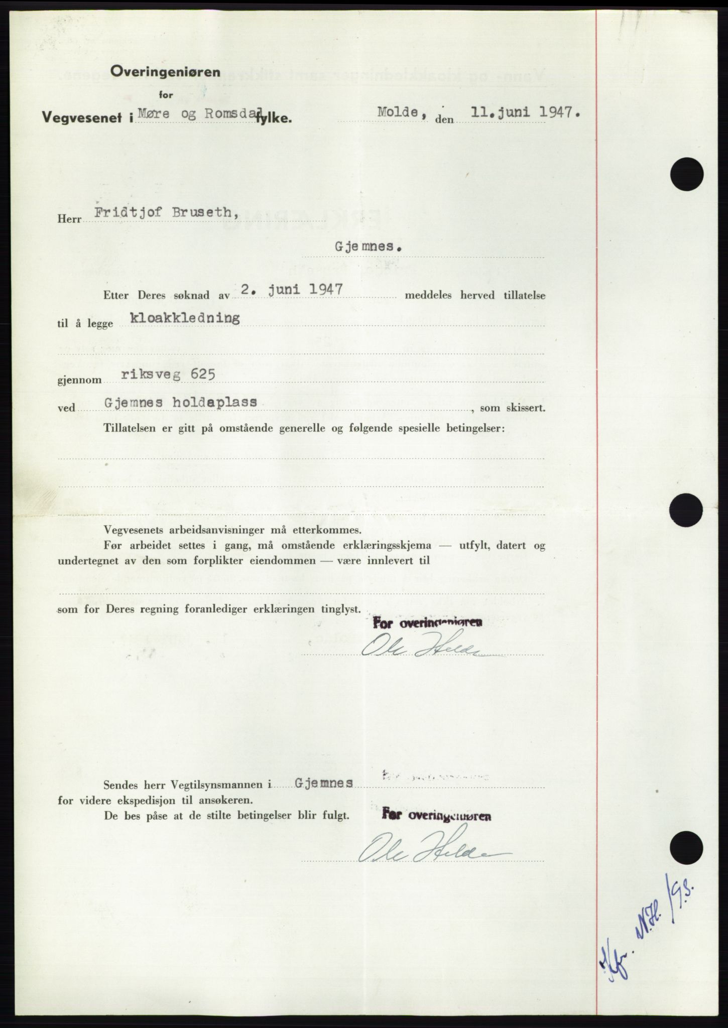 Nordmøre sorenskriveri, AV/SAT-A-4132/1/2/2Ca: Mortgage book no. B96, 1947-1947, Diary no: : 1359/1947