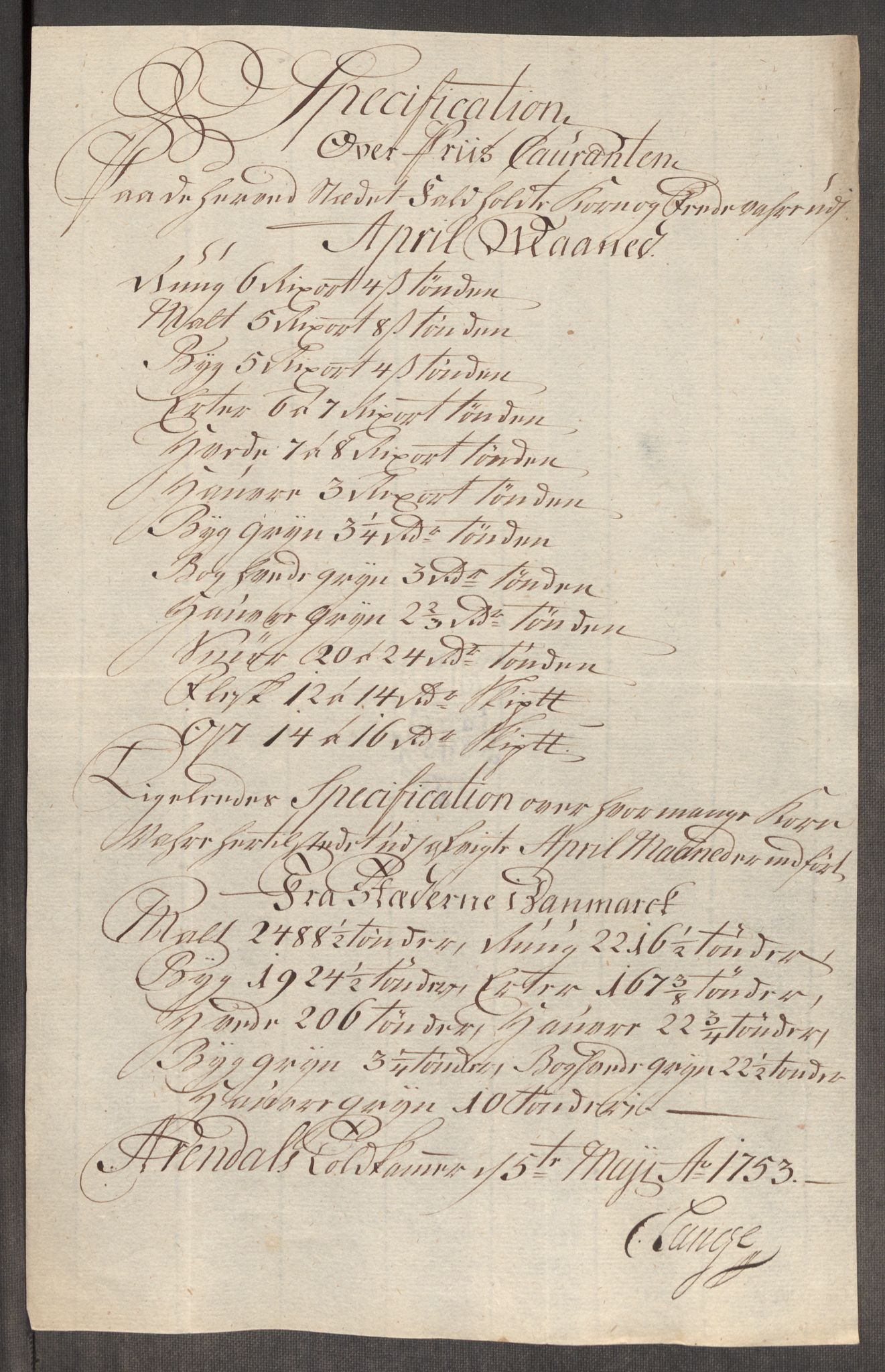 Rentekammeret inntil 1814, Realistisk ordnet avdeling, AV/RA-EA-4070/Oe/L0005: [Ø1]: Priskuranter, 1753-1757, p. 132