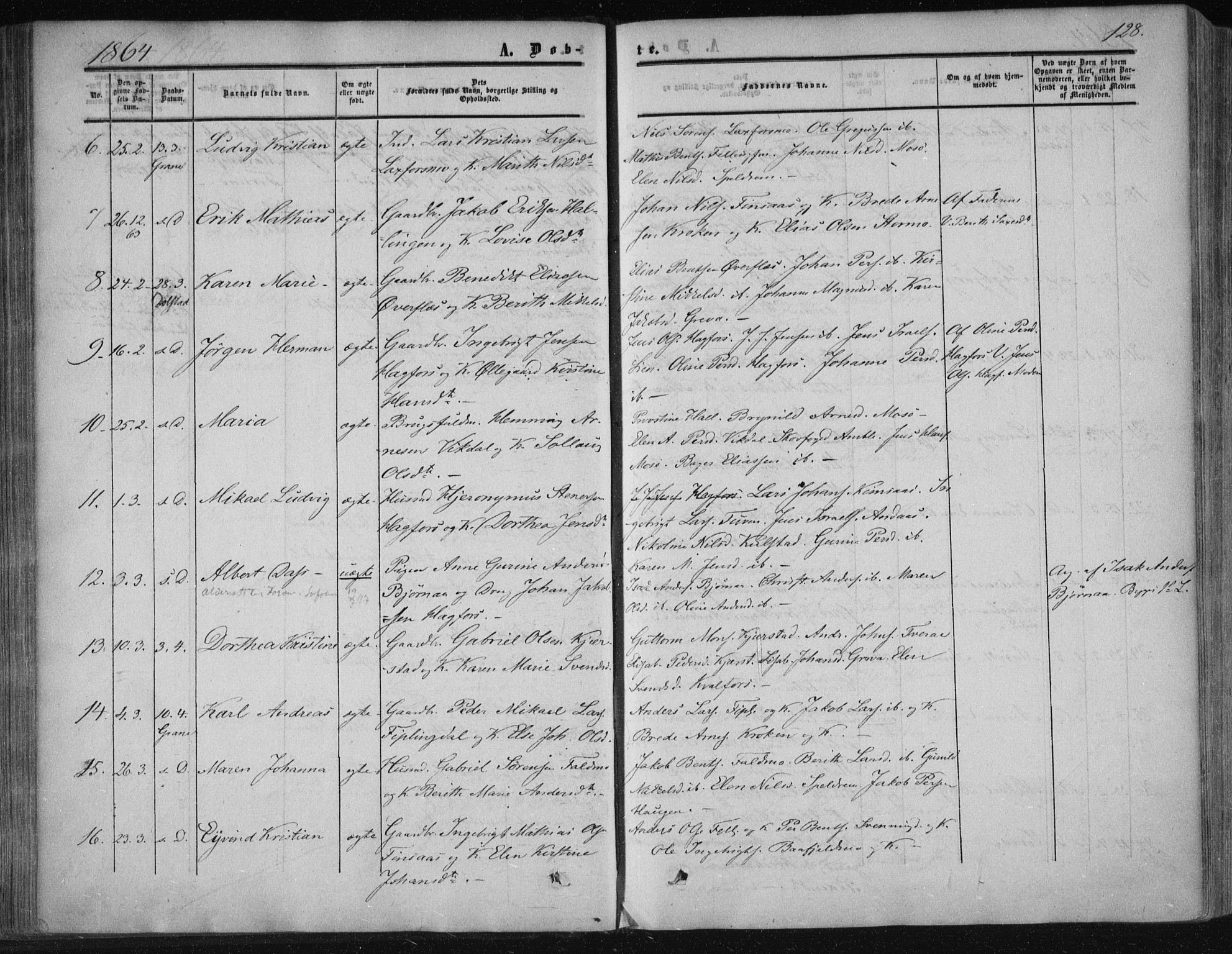 Ministerialprotokoller, klokkerbøker og fødselsregistre - Nordland, SAT/A-1459/820/L0293: Parish register (official) no. 820A14, 1855-1865, p. 128