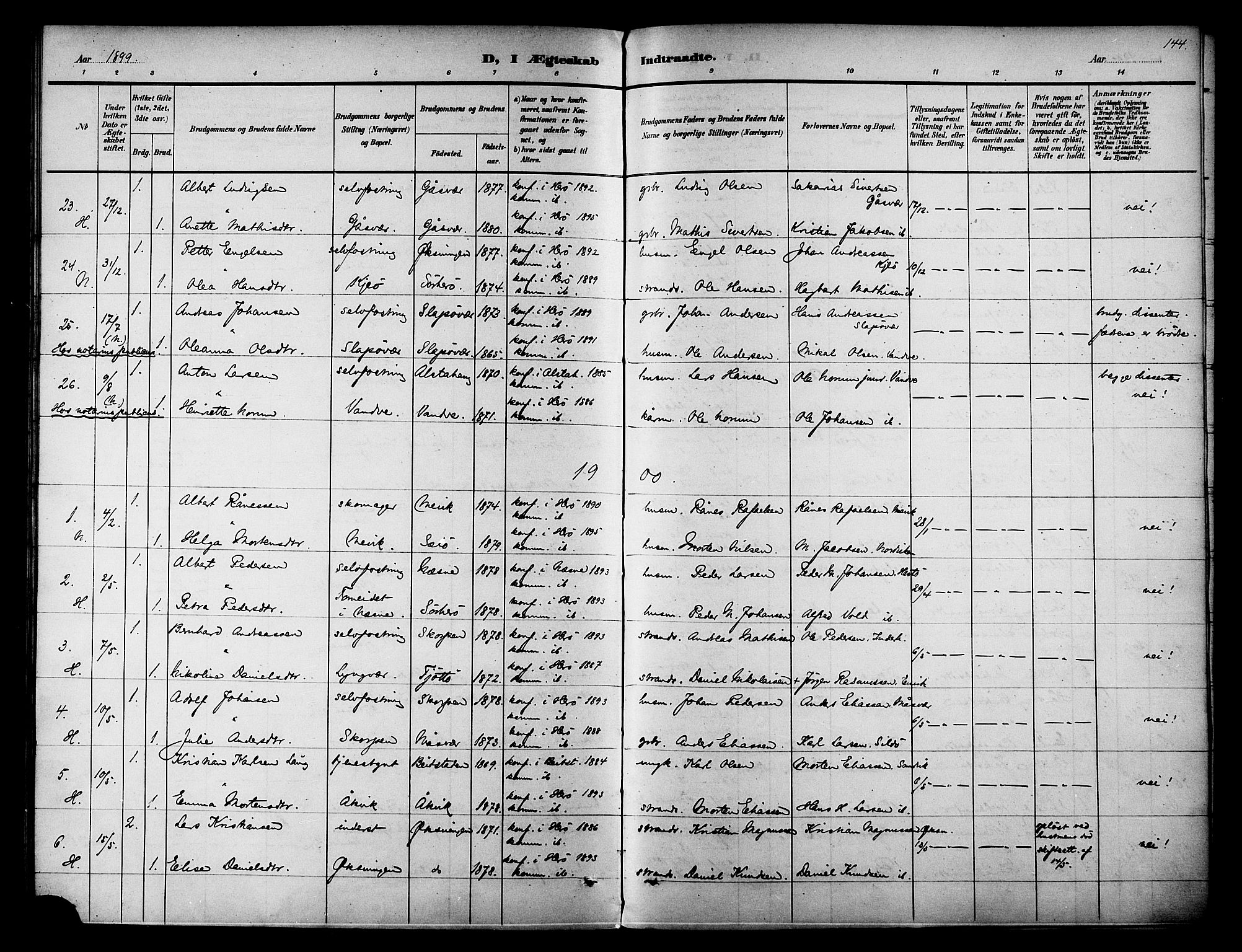 Ministerialprotokoller, klokkerbøker og fødselsregistre - Nordland, SAT/A-1459/834/L0508: Parish register (official) no. 834A06, 1892-1901, p. 144