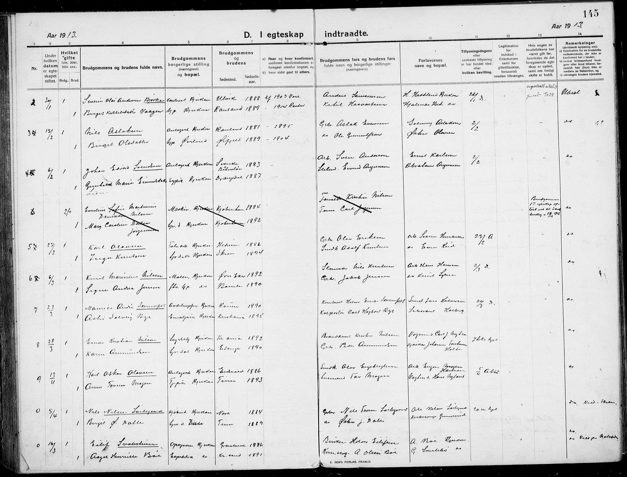 Rjukan kirkebøker, AV/SAKO-A-294/F/Fa/L0002: Parish register (official) no. 2, 1912-1917, p. 145