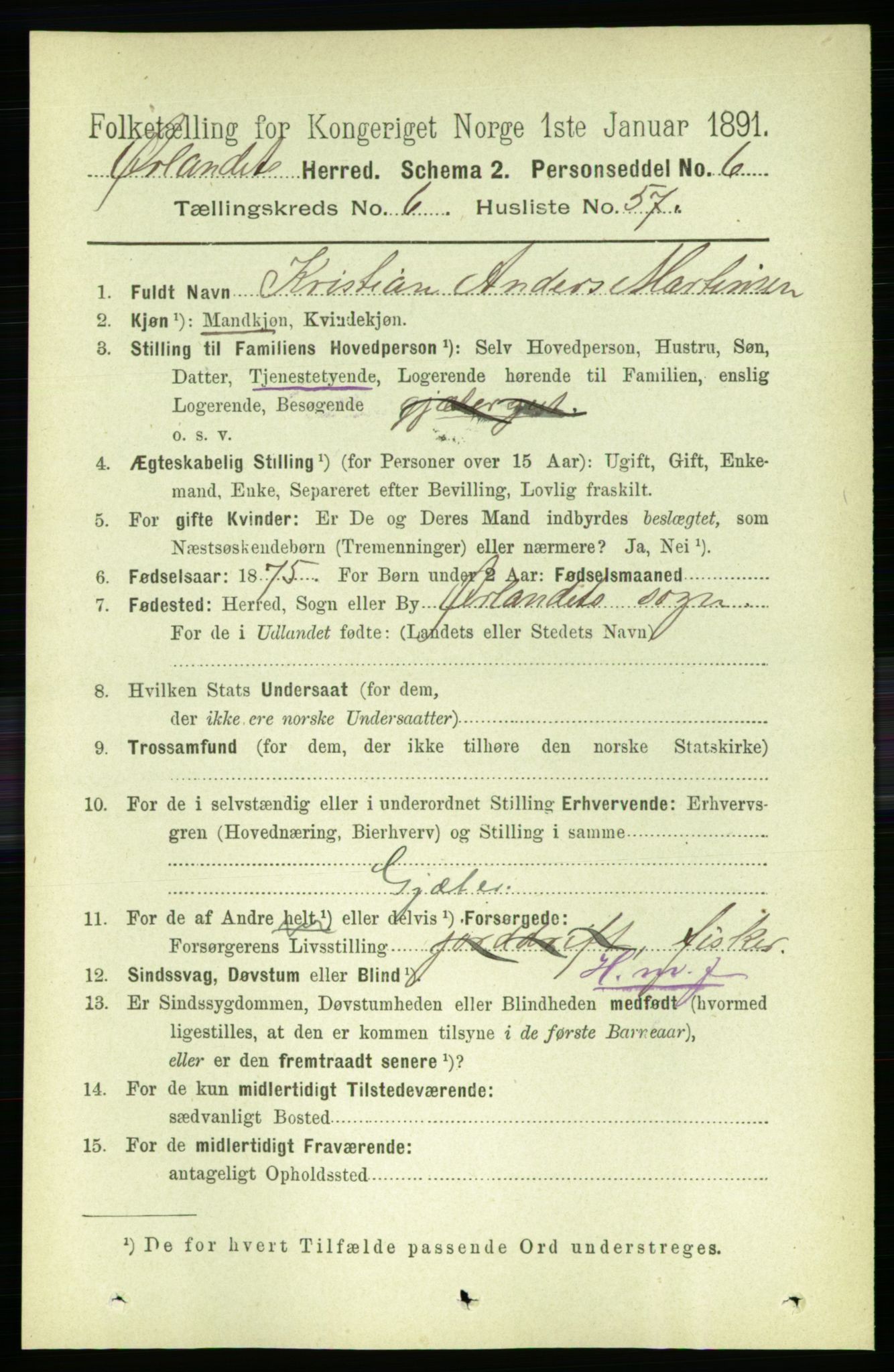 RA, 1891 census for 1621 Ørland, 1891, p. 2199