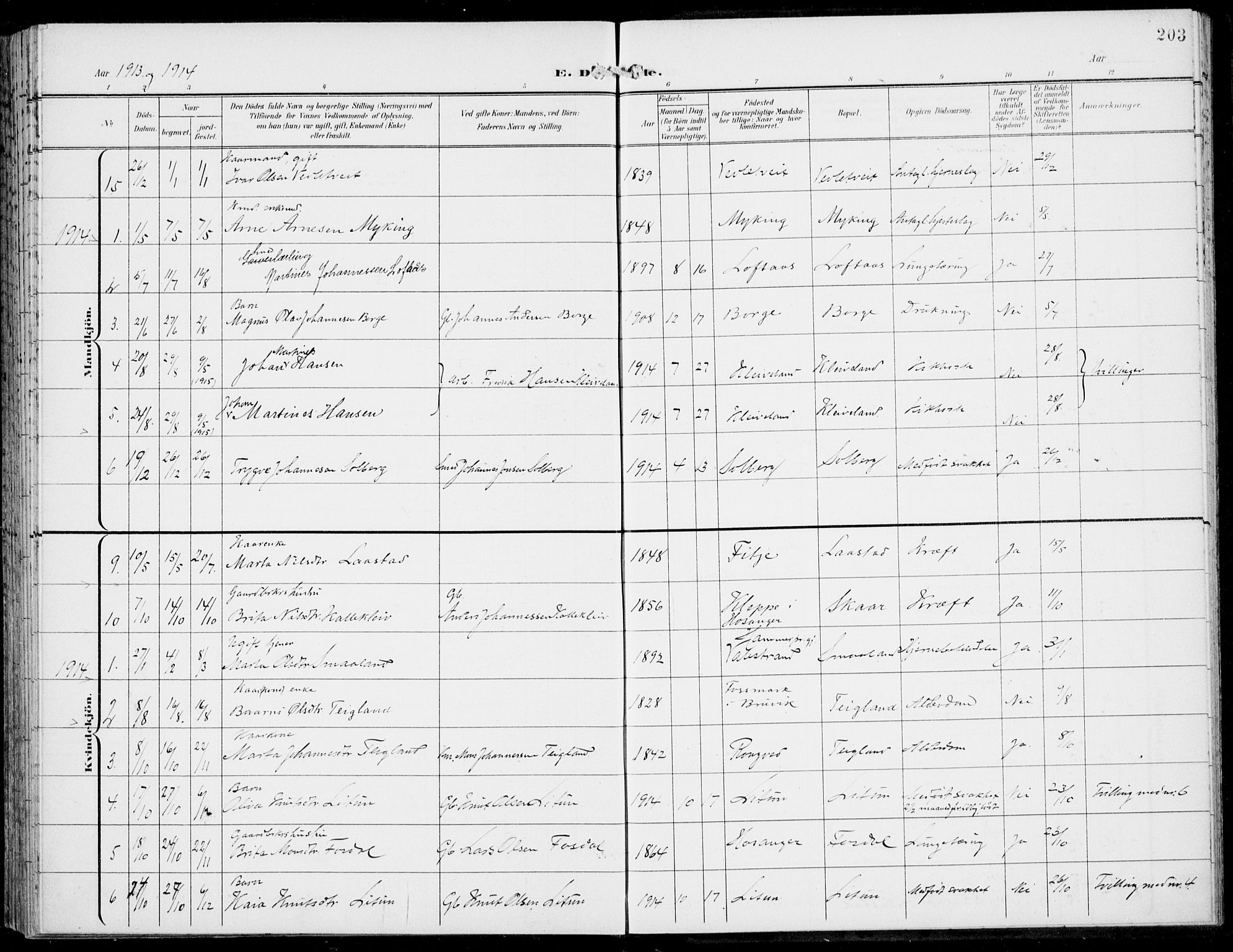 Haus sokneprestembete, AV/SAB-A-75601/H/Haa: Parish register (official) no. C  2, 1900-1915, p. 203