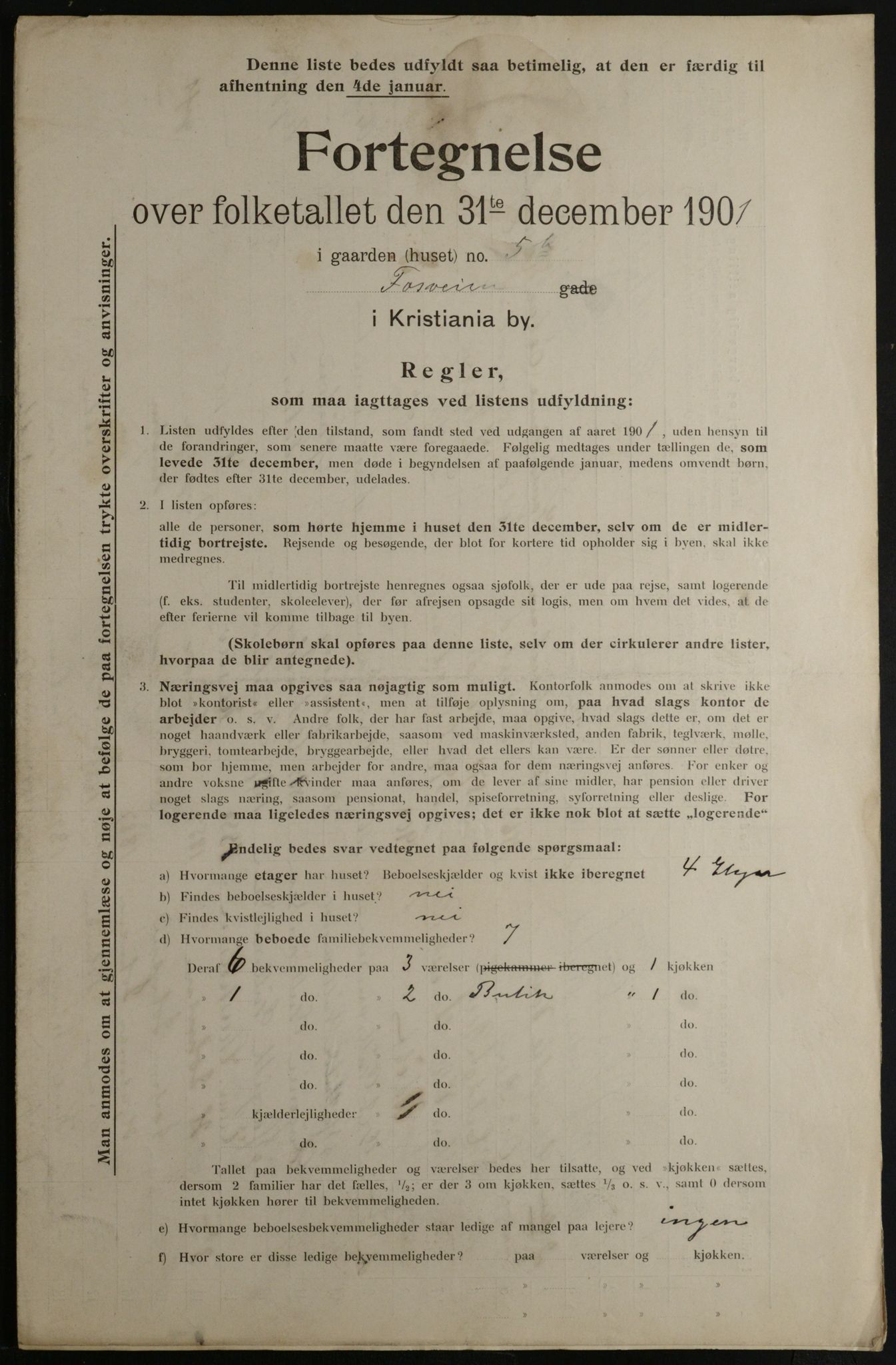 OBA, Municipal Census 1901 for Kristiania, 1901, p. 4032