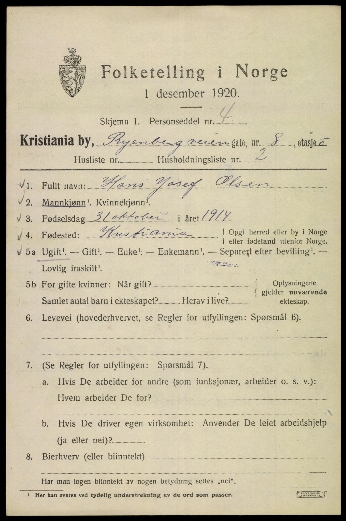 SAO, 1920 census for Kristiania, 1920, p. 473735