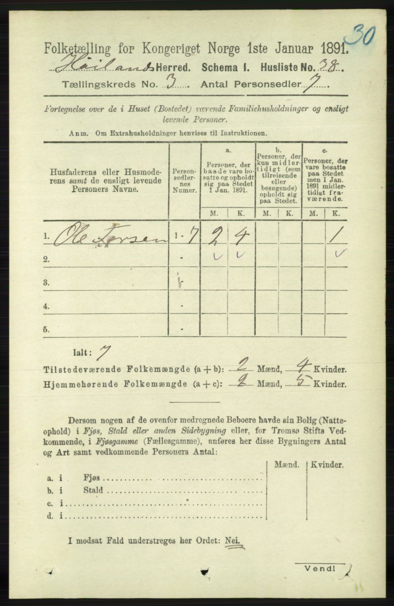 RA, 1891 census for 1123 Høyland, 1891, p. 662