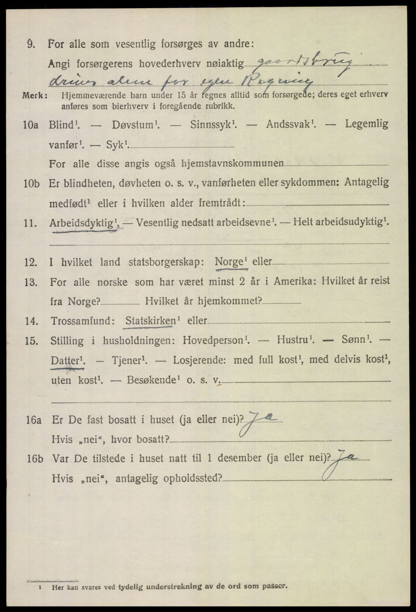 SAK, 1920 census for Vestre Moland, 1920, p. 5224