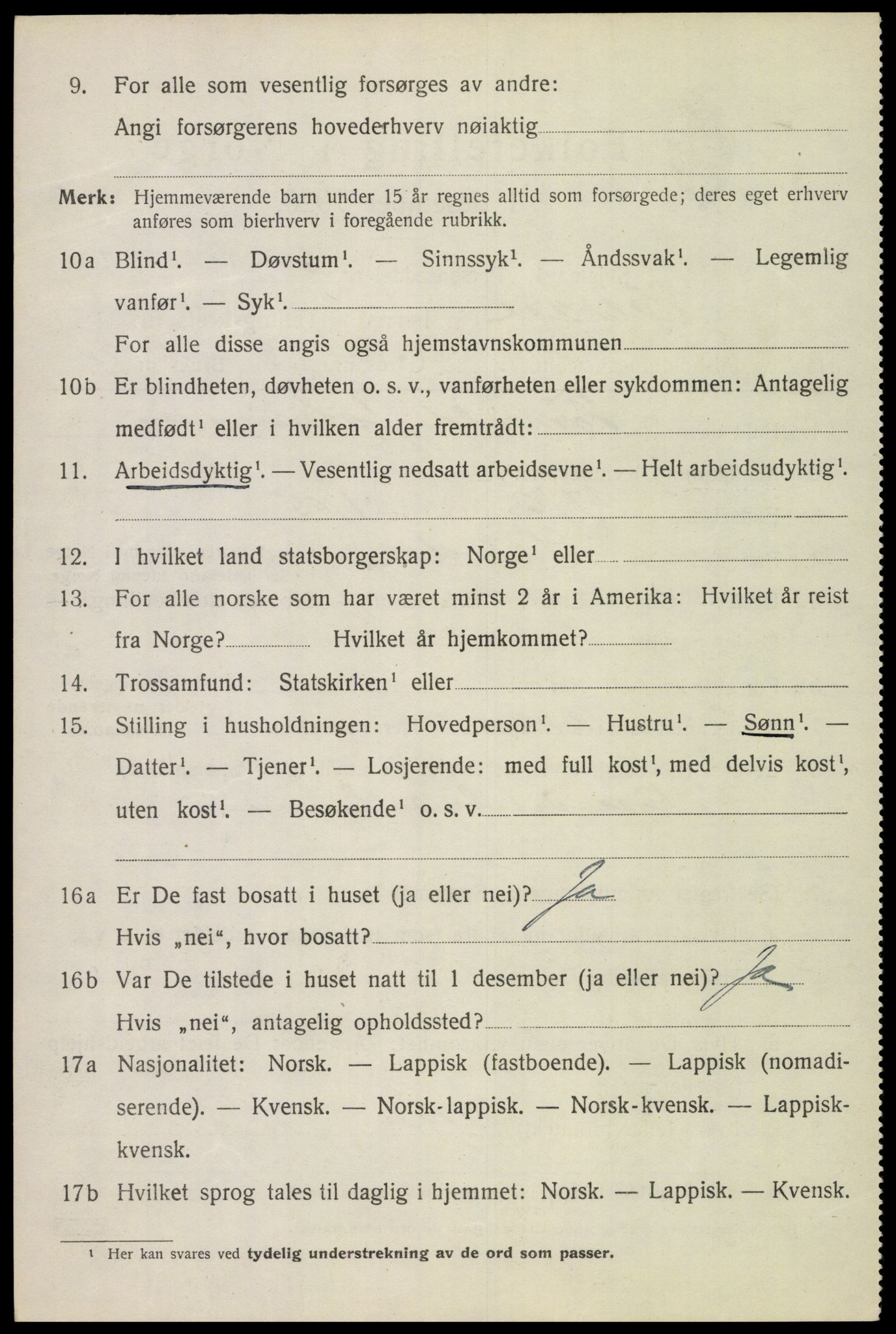 SAT, 1920 census for Saltdal, 1920, p. 2852