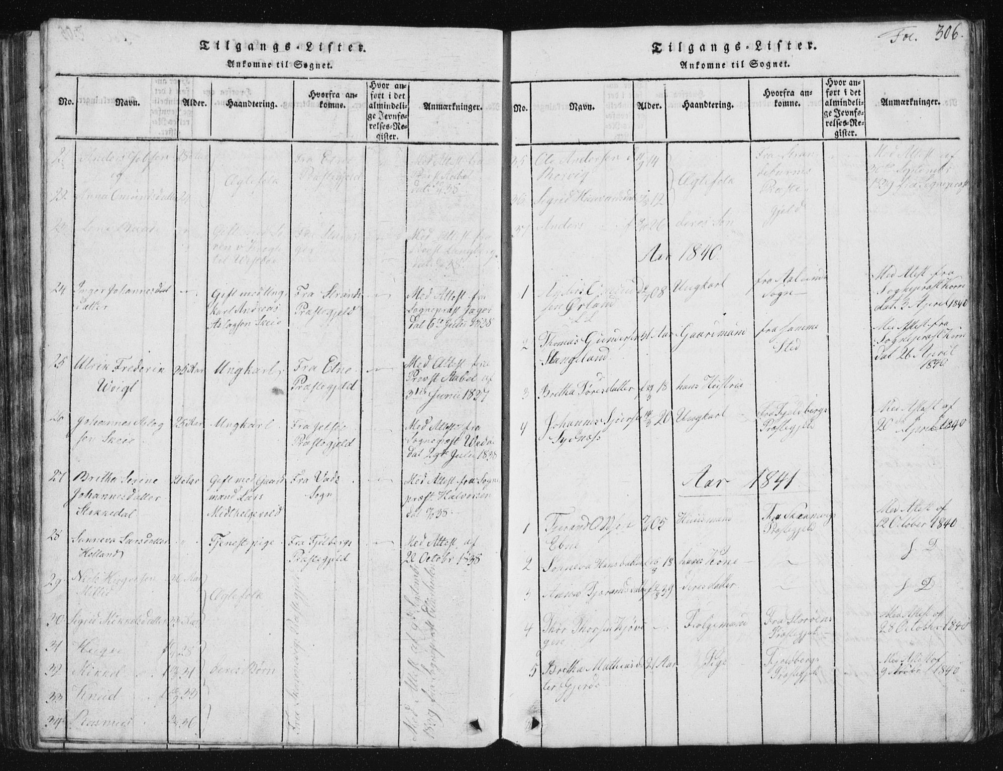 Vikedal sokneprestkontor, AV/SAST-A-101840/01/V: Parish register (copy) no. B 2, 1816-1863, p. 306