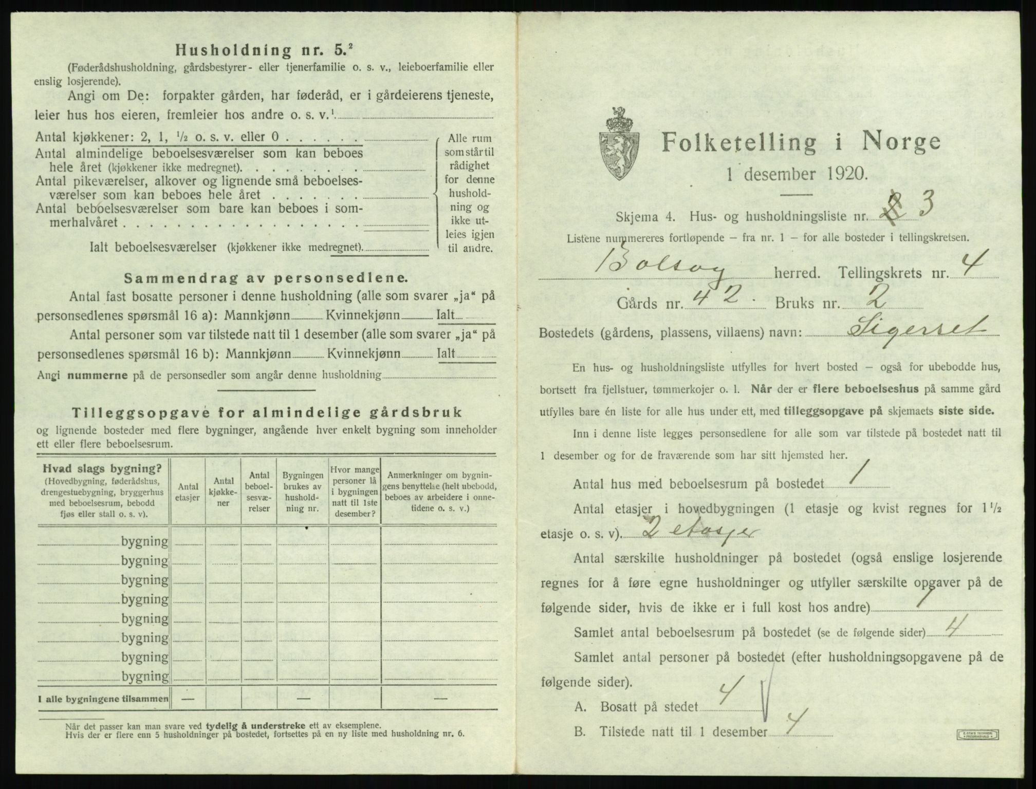 SAT, 1920 census for Bolsøy, 1920, p. 785